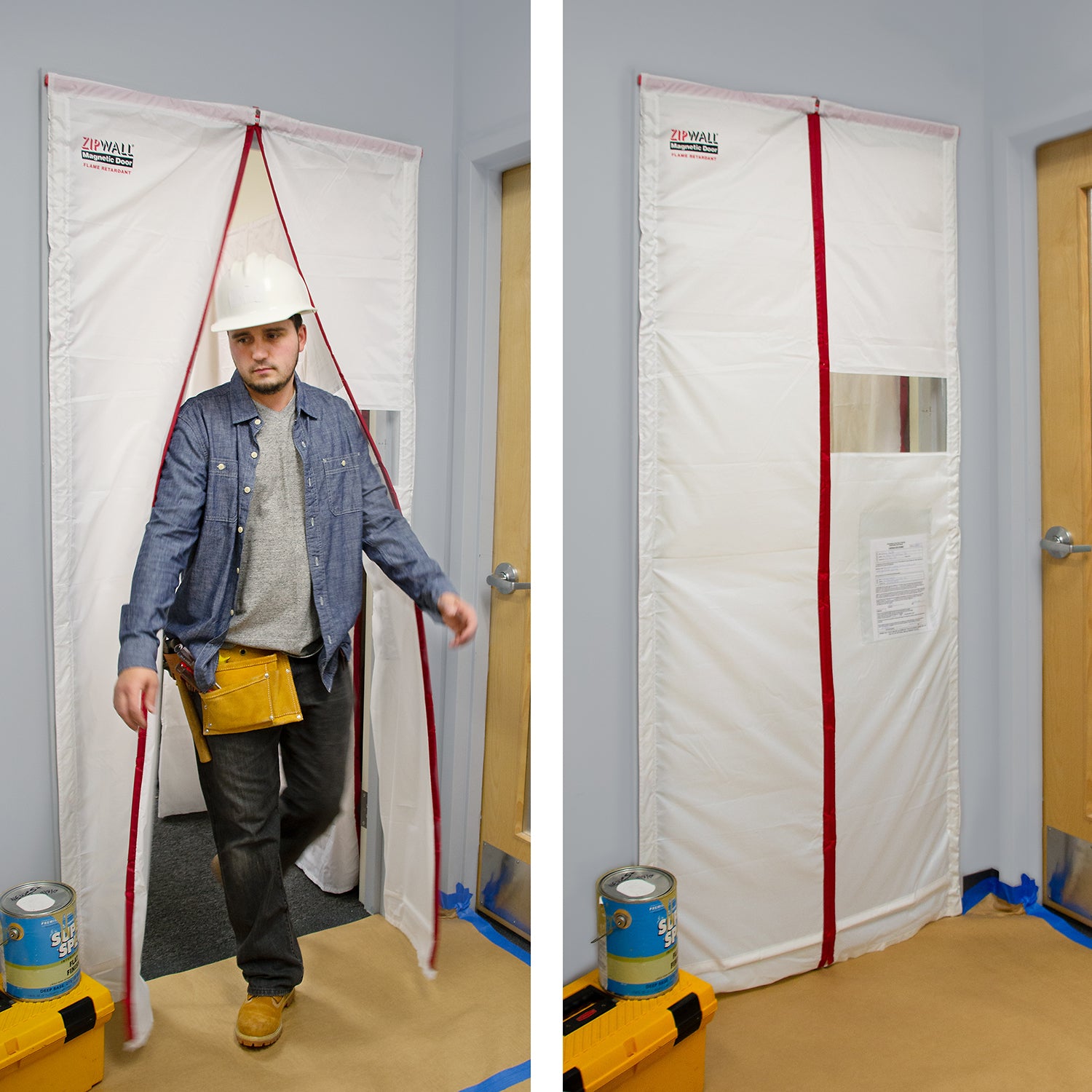 ZipWall® Steel Frame Magnetic Door™ Kit 3070 (Class A Flame Retardant)