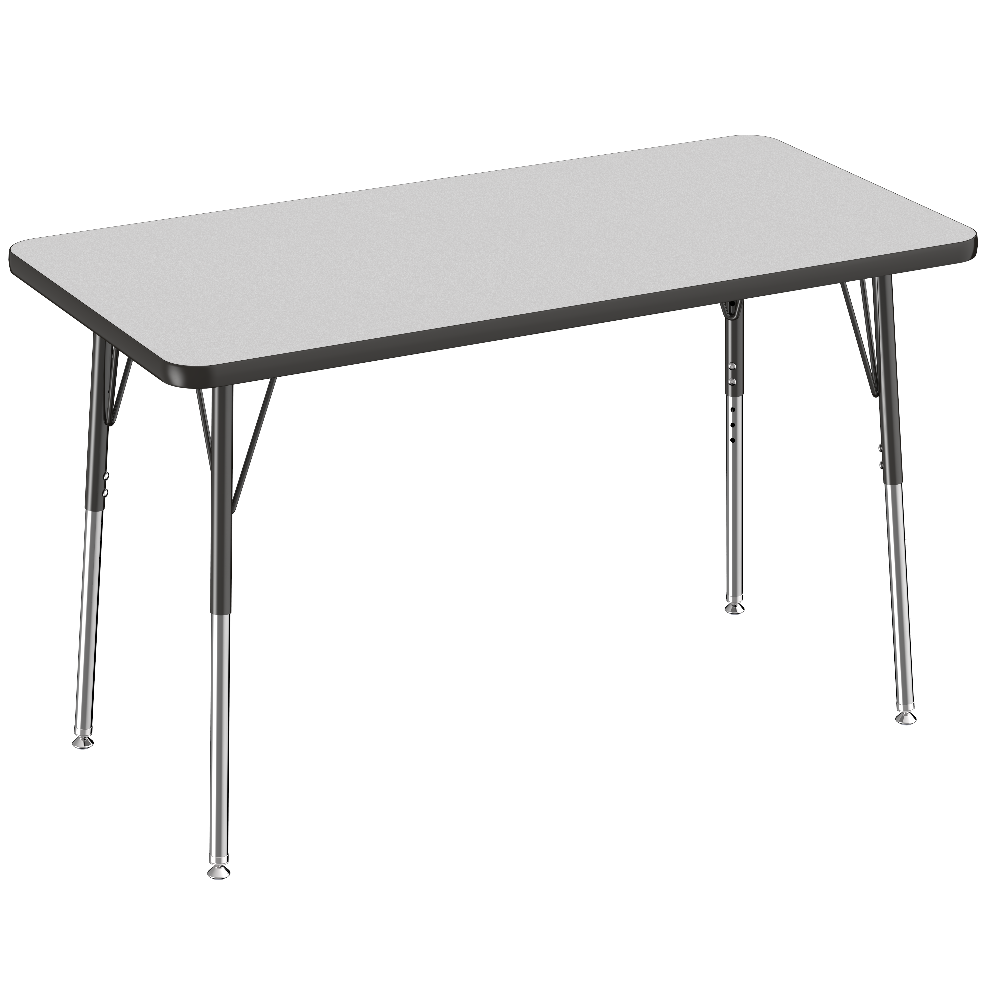 24" x 48" Rectangle T-Molding Activity Table with Adjustable Standard Swivel Glide Legs - Gray/Black