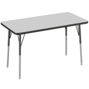 24" x 48" Rectangle T-Molding Activity Table with Adjustable Standard Swivel Glide Legs - Gray/Black