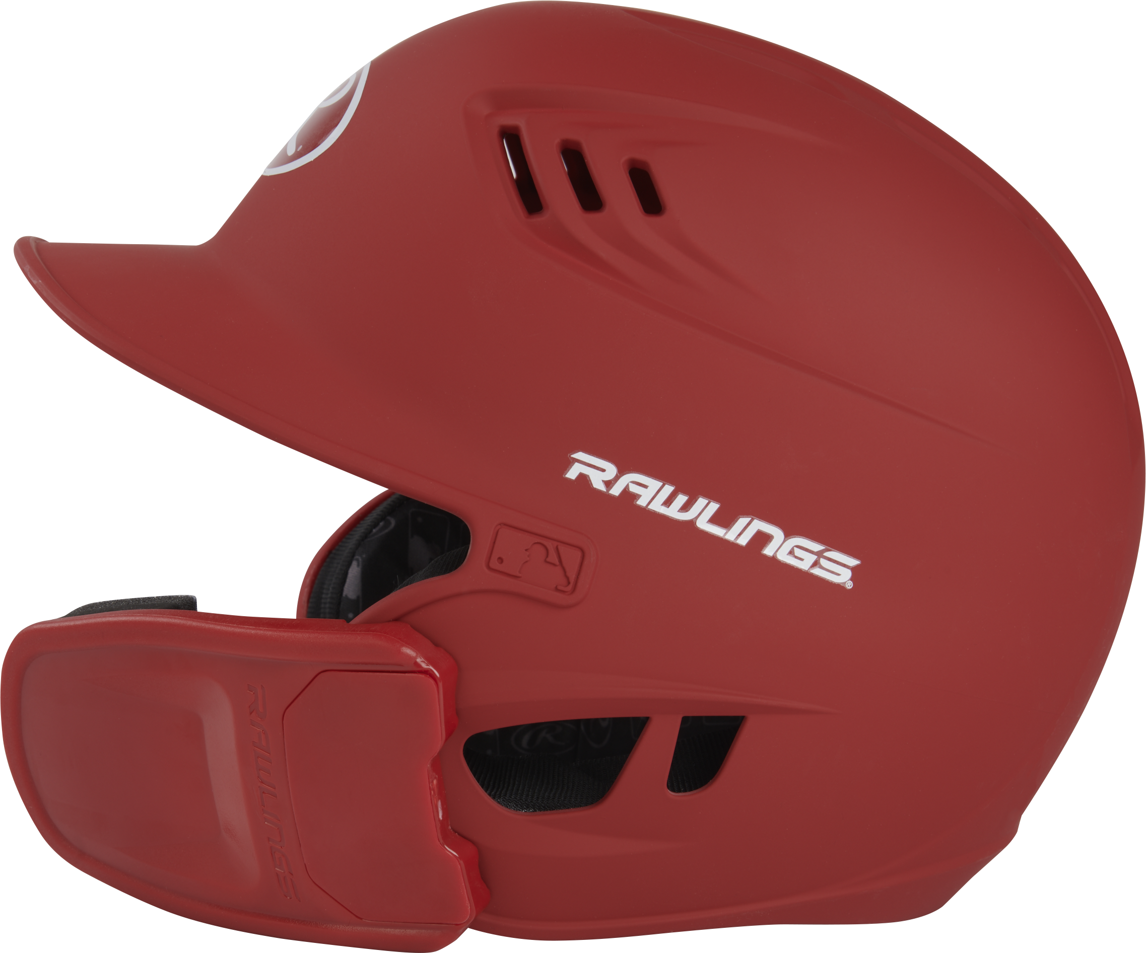 Rawlings R16 Matte Junior 1-Tone Baseball Helmet With Reversible Extension - Scarlet