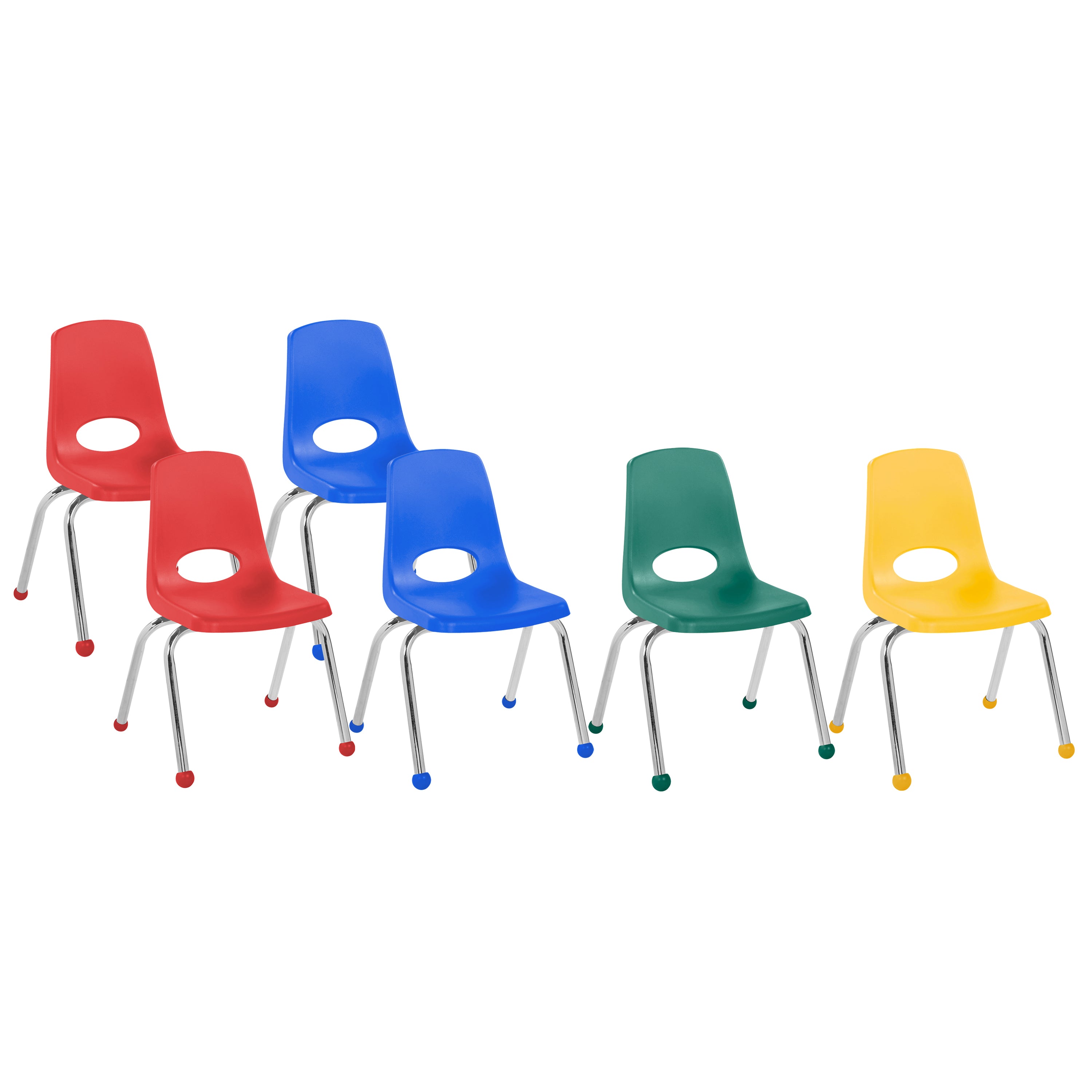 14" Stack Chair with Ball Glides, 6-Piece - Assorted