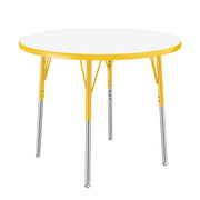 36" Round Dry-Erase Activity Table with Adjustable Standard Swivel Glide Legs - Whiteboard/Yellow
