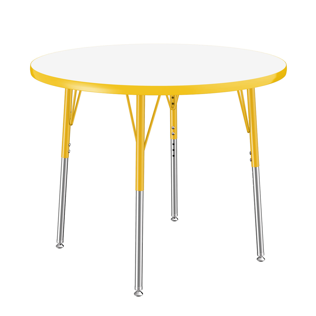 36" Round Dry-Erase Activity Table with Adjustable Standard Swivel Glide Legs - Whiteboard/Yellow