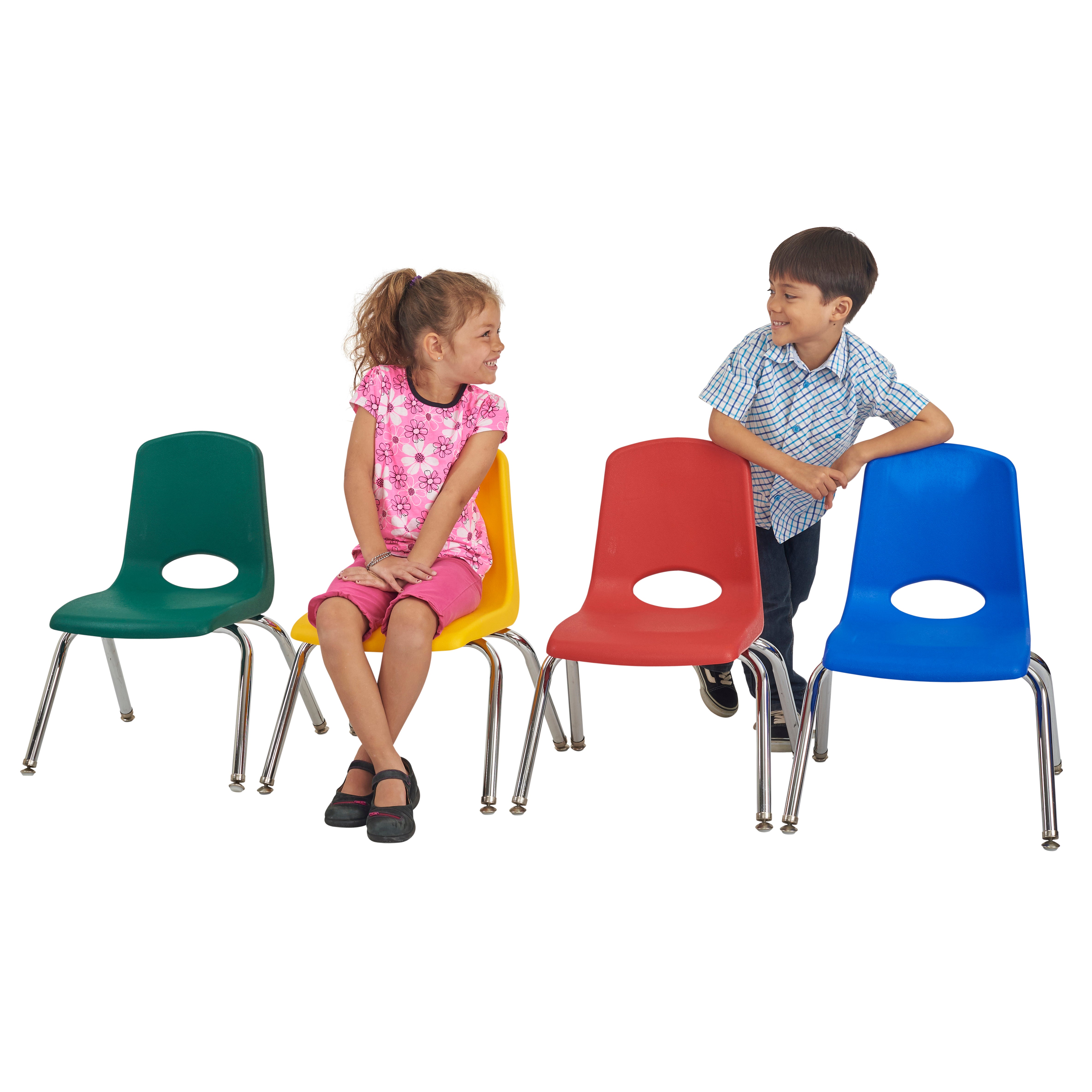 12" Stack Chair with Swivel Glides, 6-Piece - Assorted