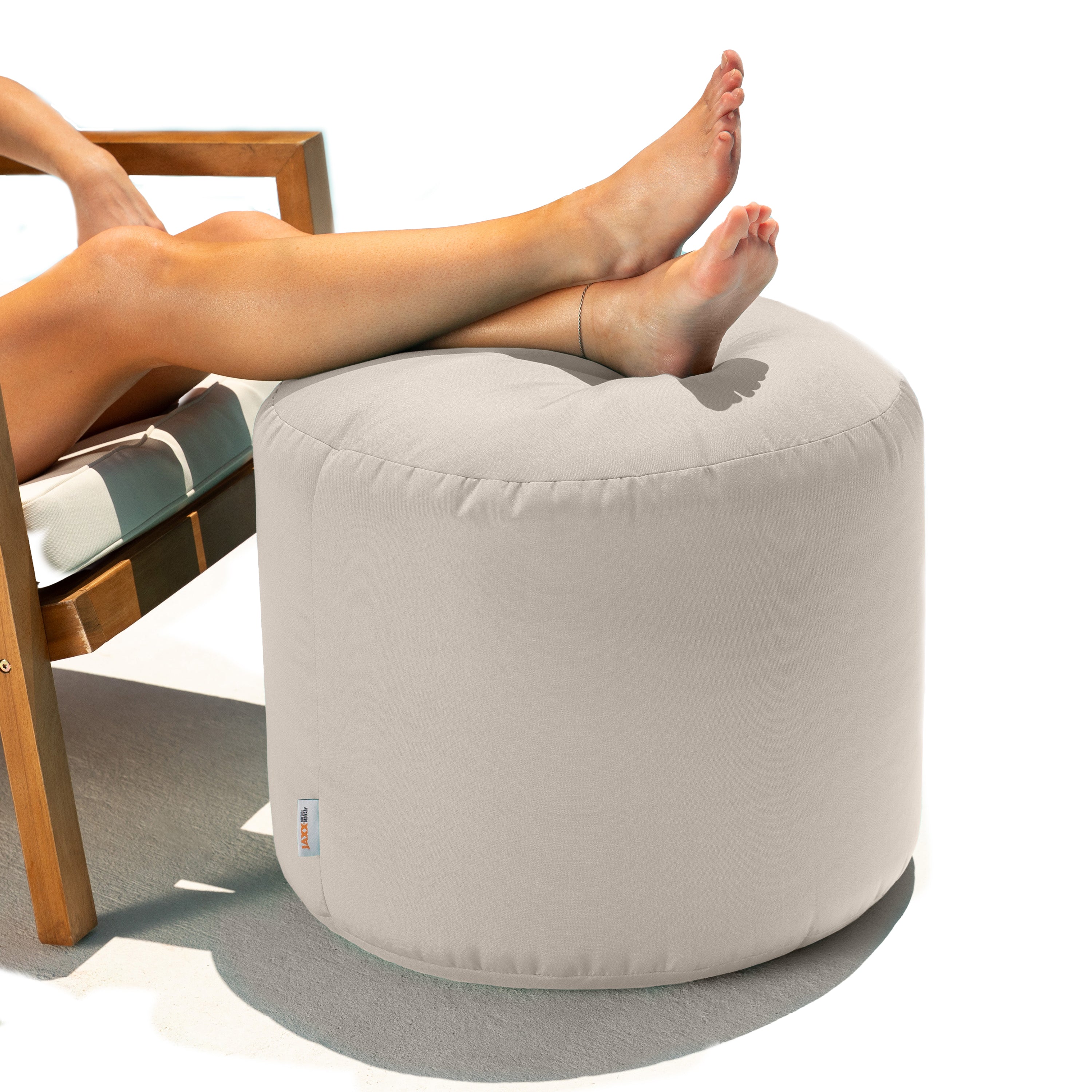 Jaxx Spring Indoor / Outdoor Bean Bag Pouf Ottoman, Pearl