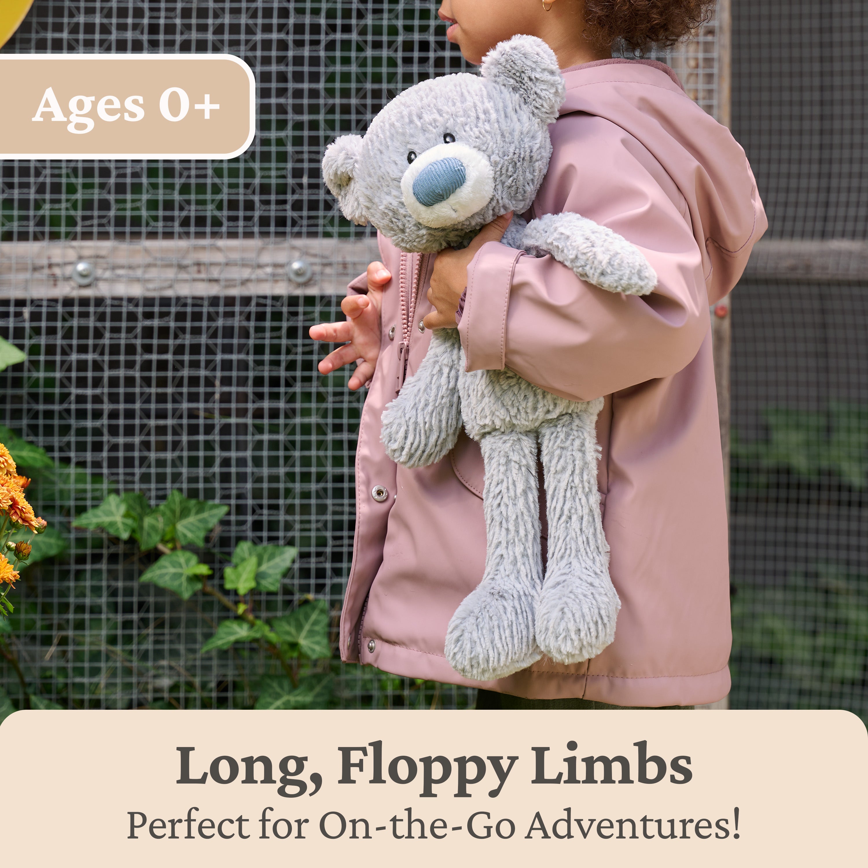 GUND Toothpick Wavy Bear, Teddy Bear Stuffed Animal for Ages 1 and Up, Gray, 15”