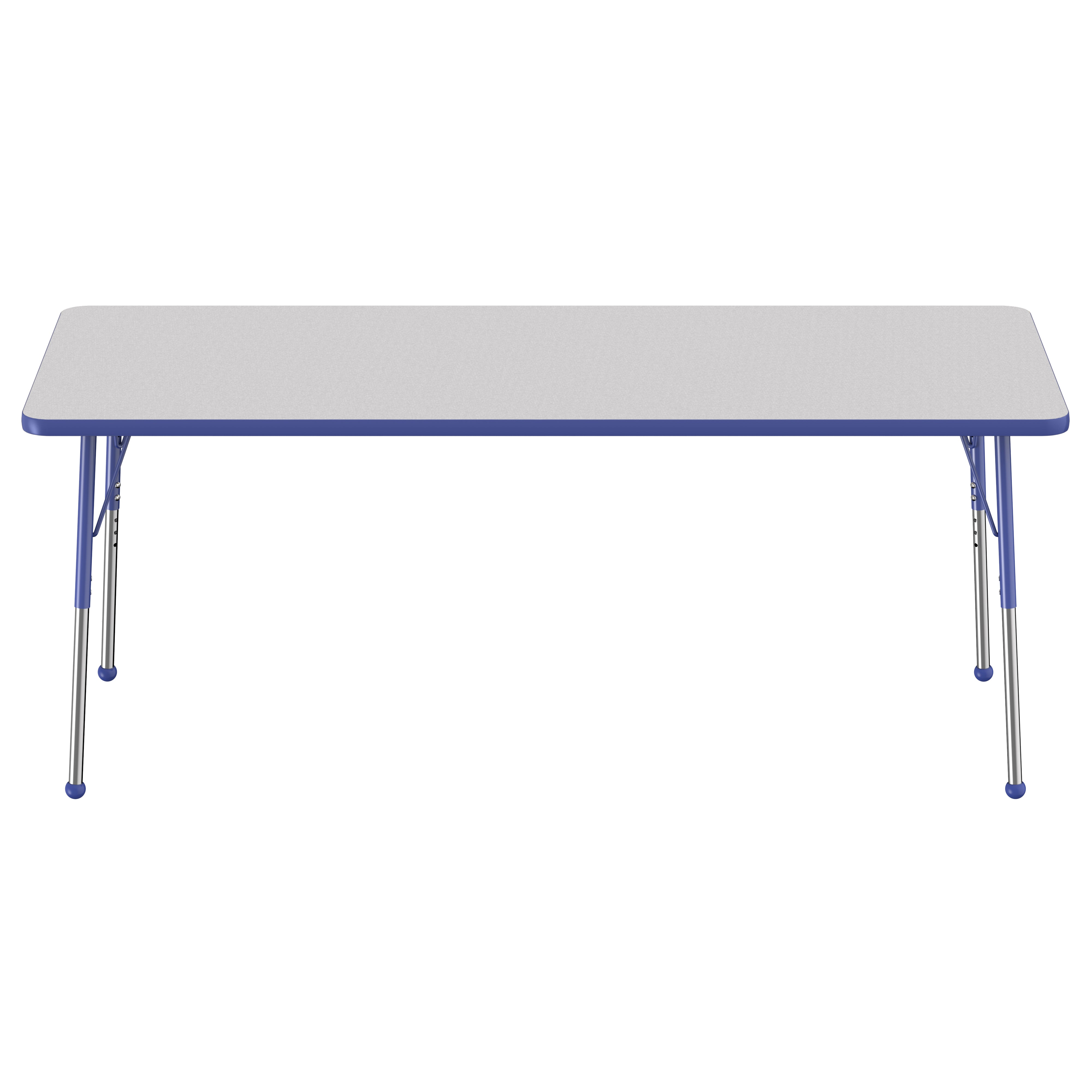 30" x 72" Rectangle Thermofused Activity Table with Adjustable Standard Ball Glide Legs - Gray/Blue