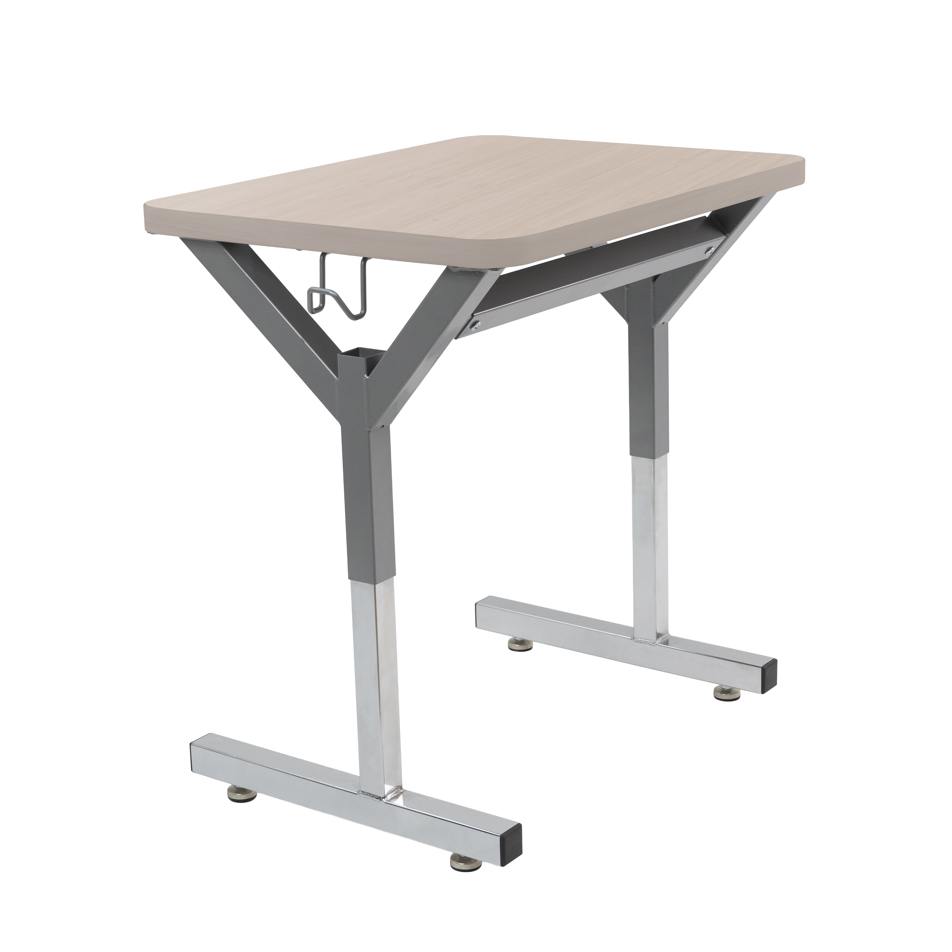 20" x 26" Rectangle Thermofused Table Desk with Adjustable Y-Frame - Asian Sand/Silver