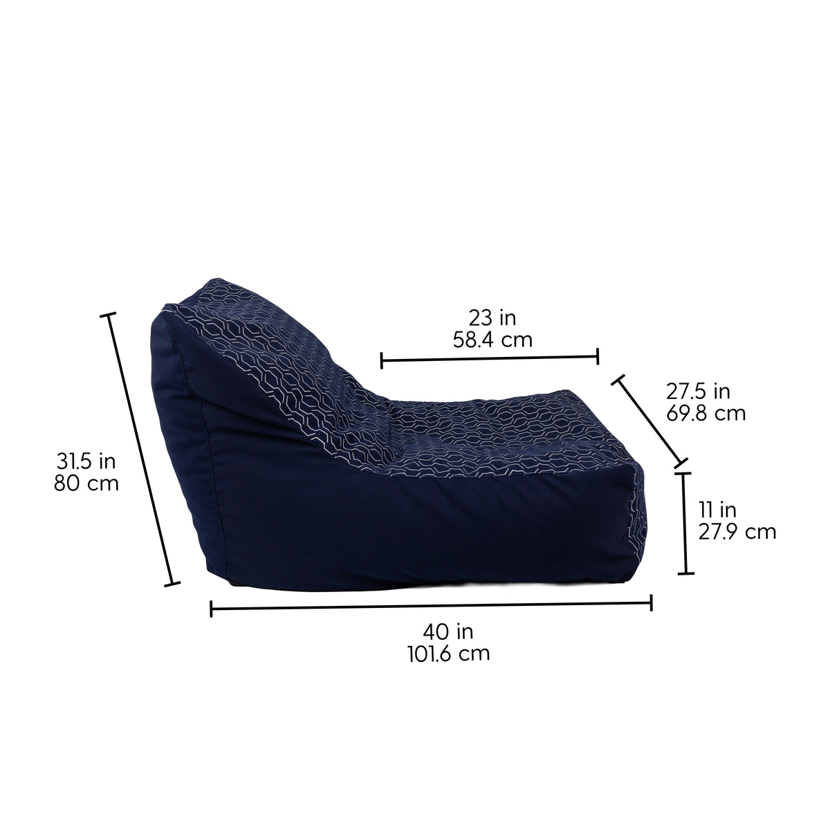 Oudoor Bean Bag Lounger with Sunbrella - Adaptation Indigo/Canvas Navy