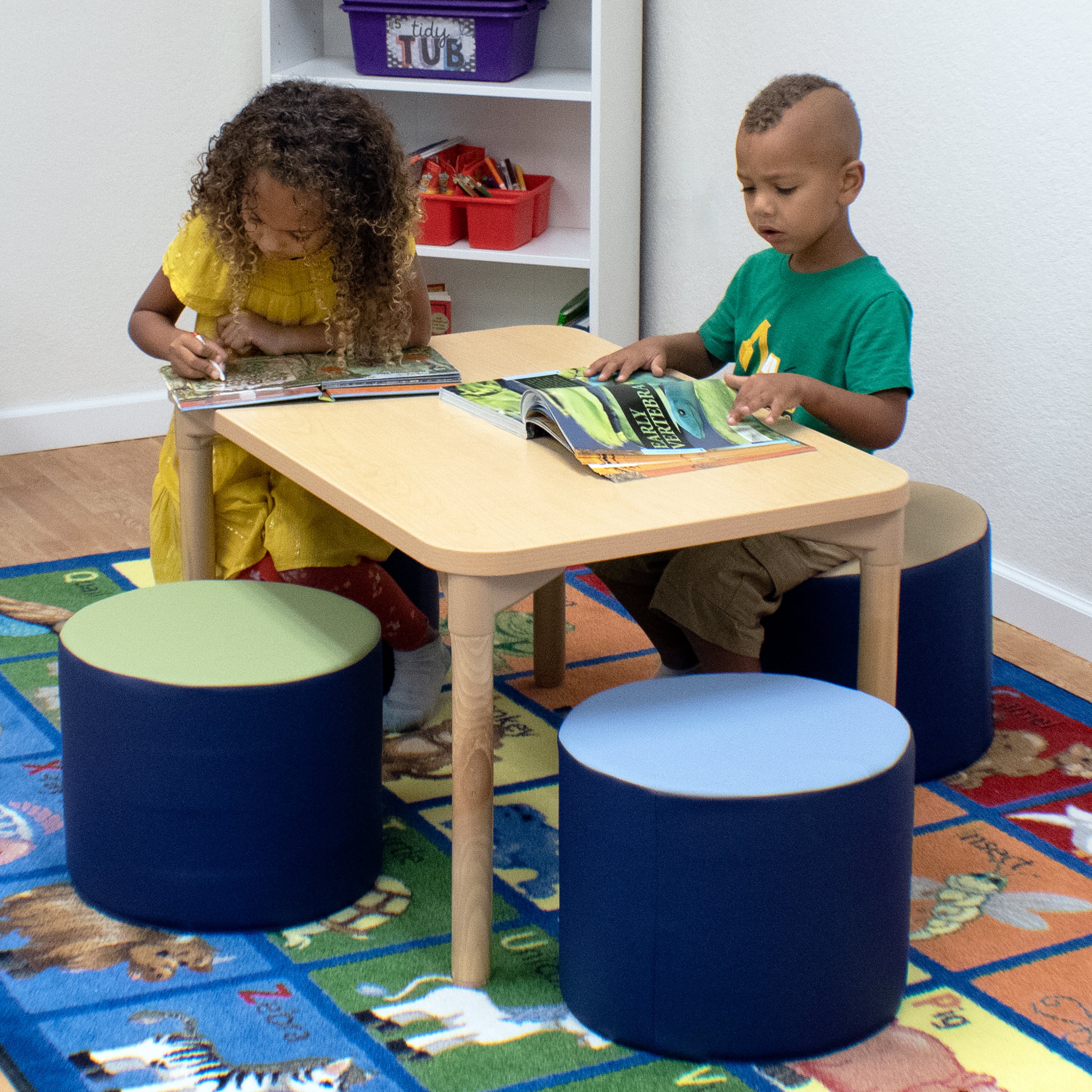 SoftScape 15" Round Accent Ottomans, 4-Piece - Navy