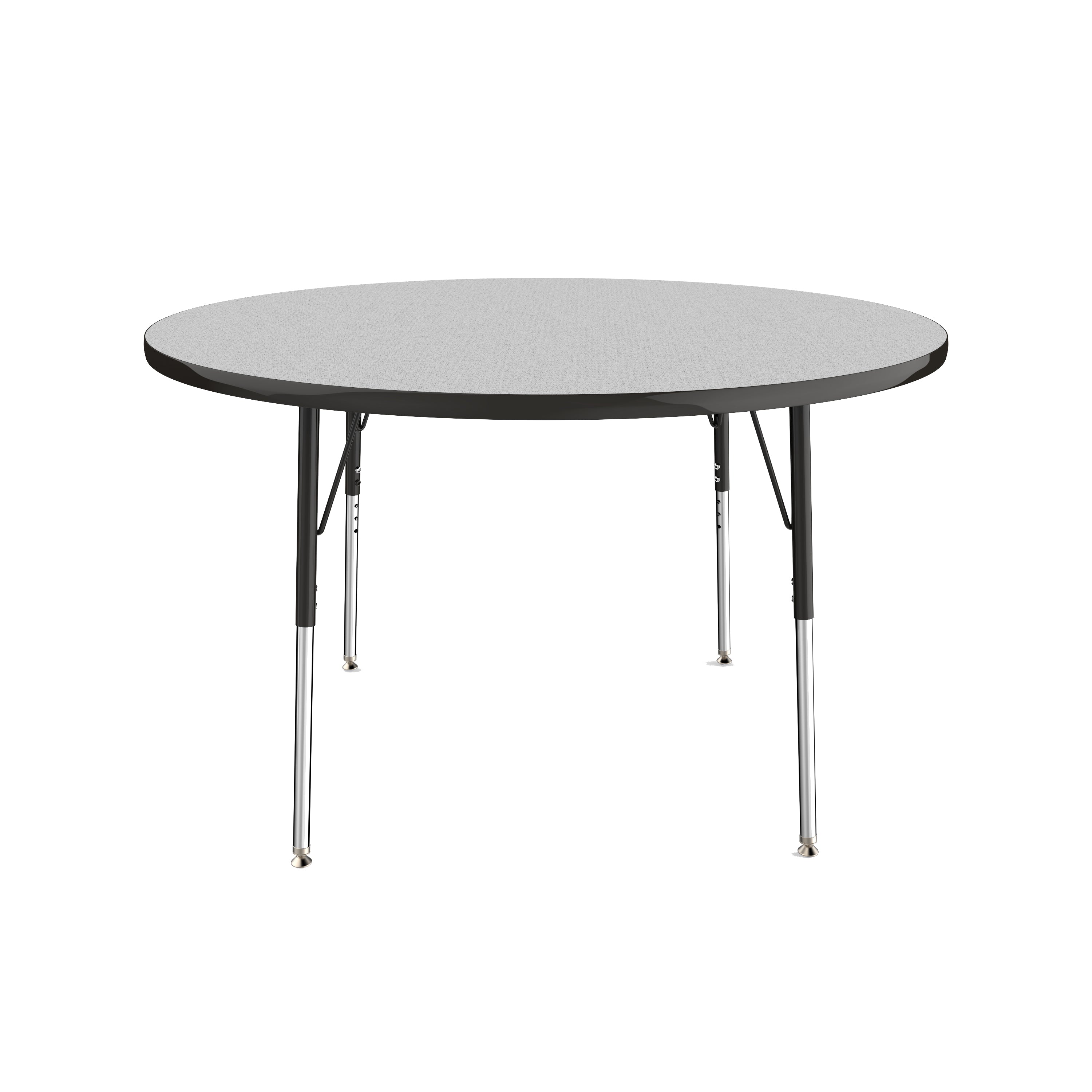 48" Round T-Molding Activity Table with Adjustable Standard Swivel Glide Legs - Gray/Black