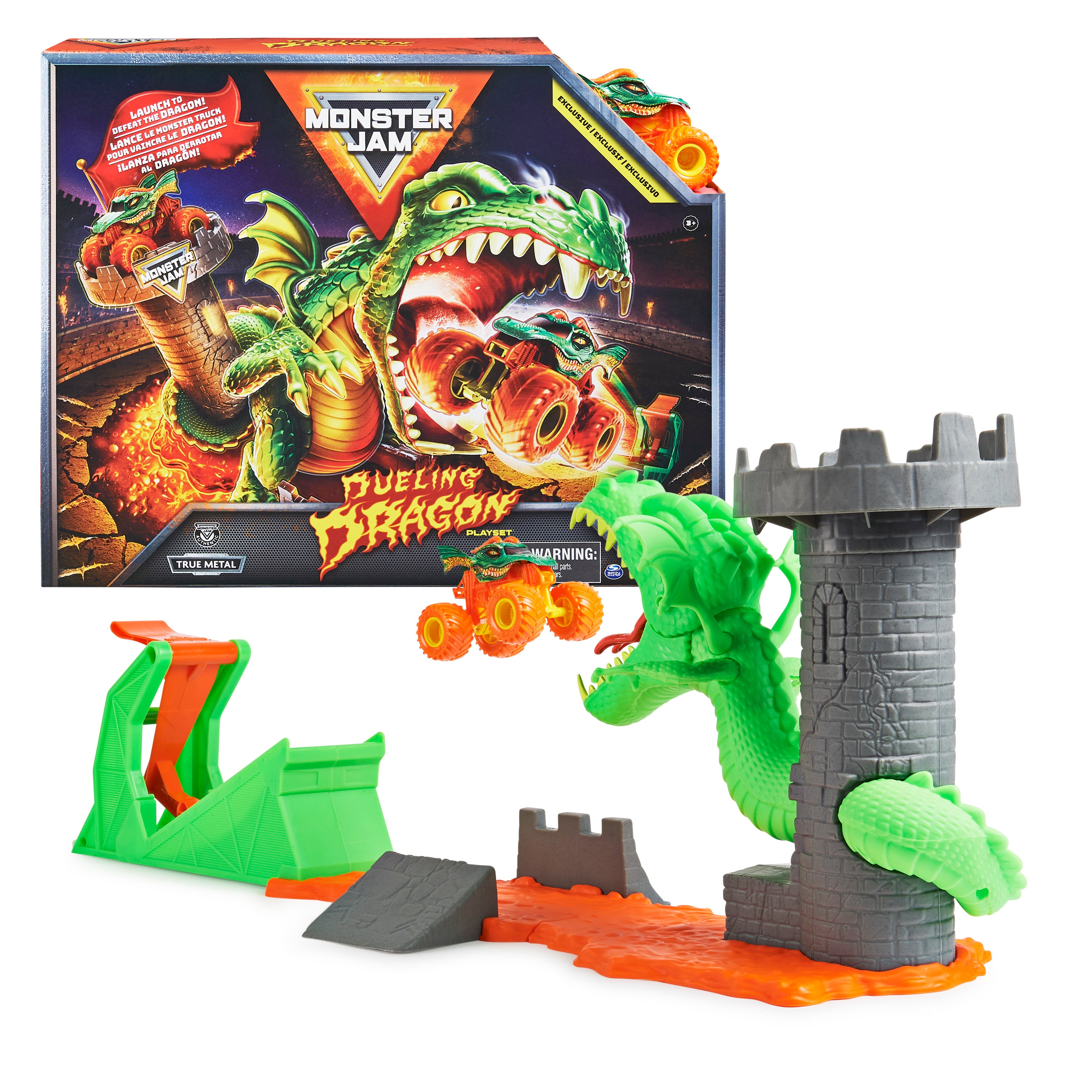 Monster Jam, Dueling Dragon Playset with Exclusive 1:64 Scale Dragon Monster Truck, Kids Toys for Boys Ages 3 and up