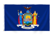 New York State Flag 5x8 ft. Nylon SolarGuard Nyl-Glo 100% Made in USA to Official State Design Specifications.