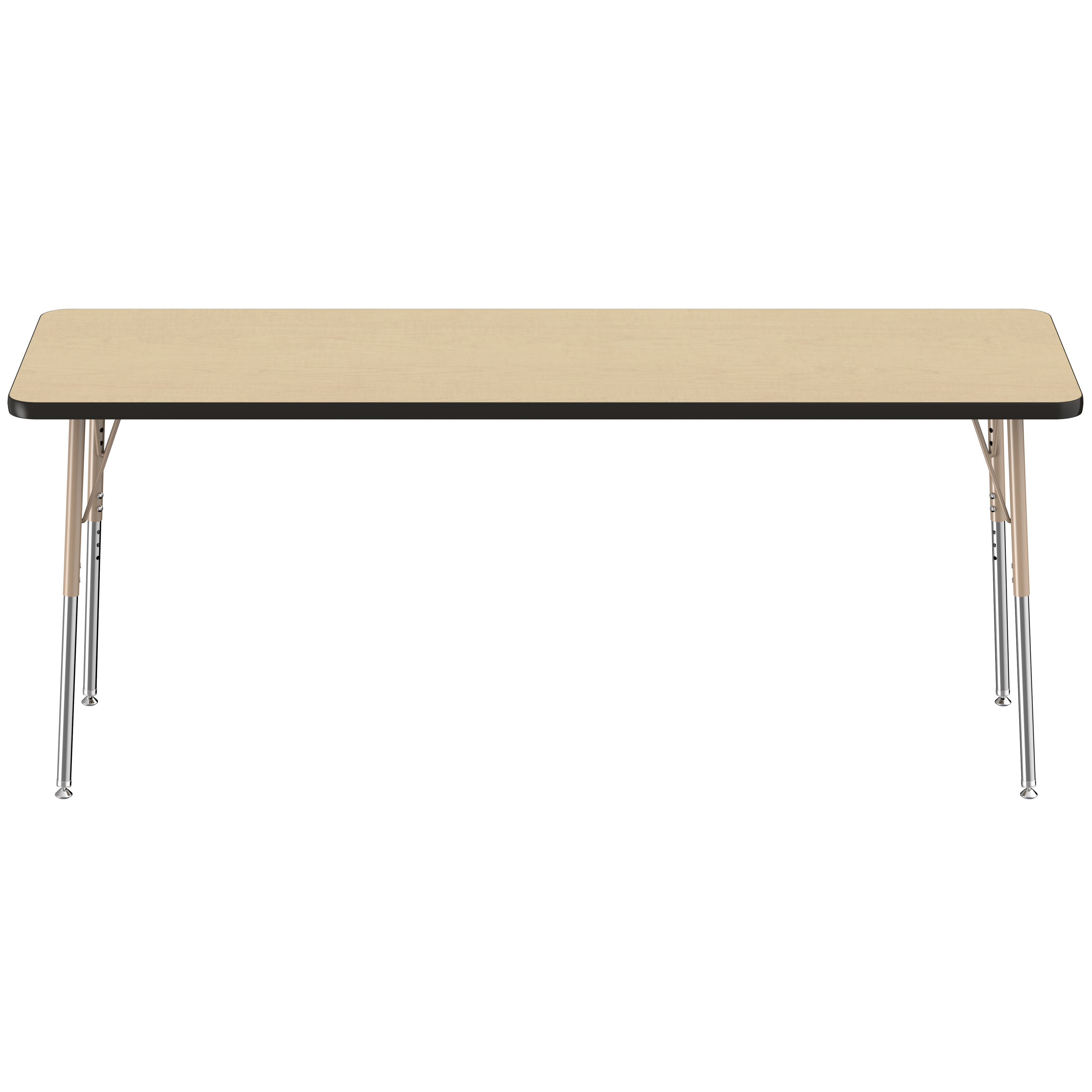 24" x 72" Rectangle T-Molding Activity Table with Adjustable Standard Swivel Glide Legs - Maple/Black/Sand