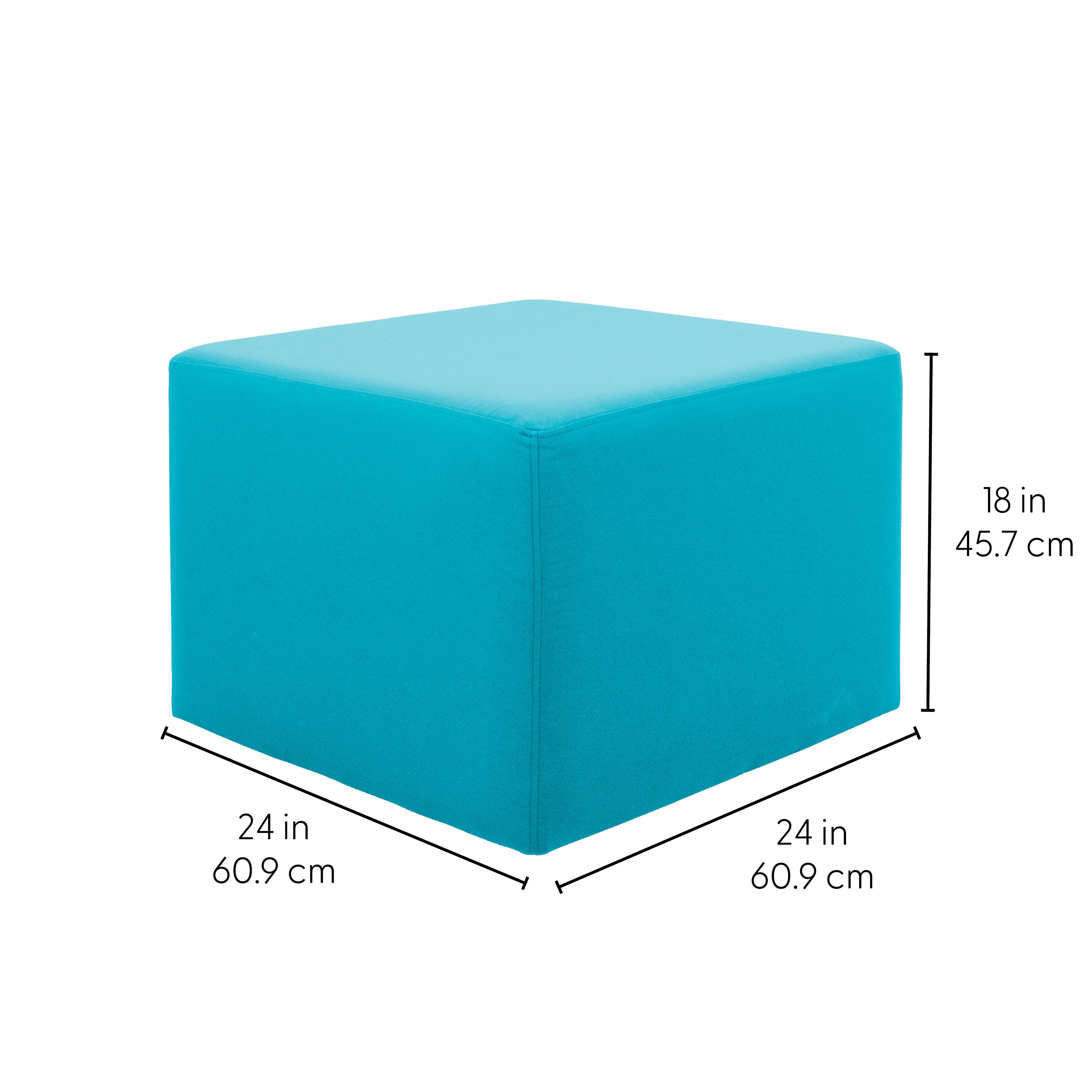 Outdoor 24" Square Ottoman with Sunbrella®, 18" H - Canvas Aruba