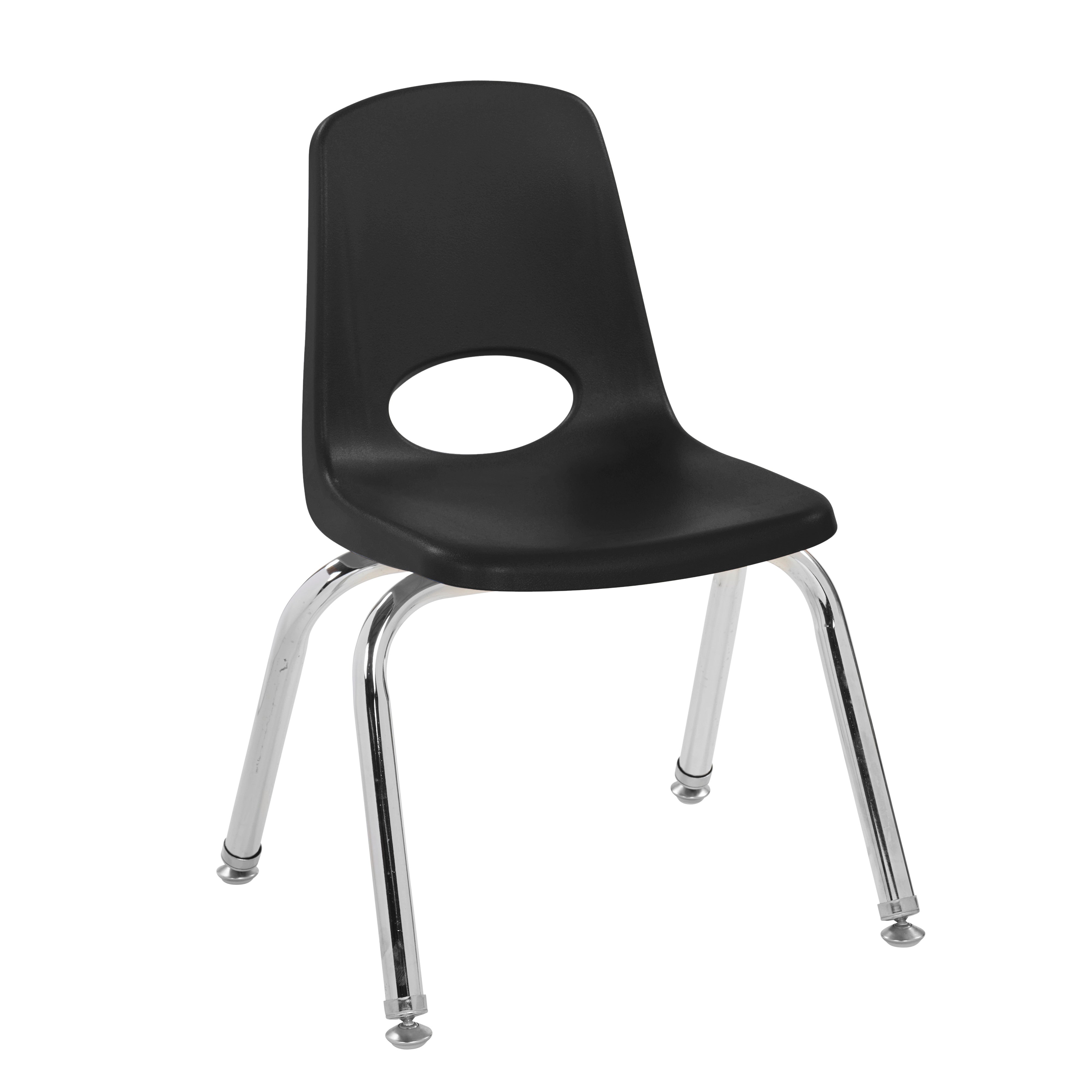 12" Stack Chair with Swivel Glides - Black