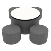 Pro Series Dry-Erase Round Ottoman Table with Round 12" H Seating, 5-Piece Set - Slate Gray Crosshatch/Whiteboard