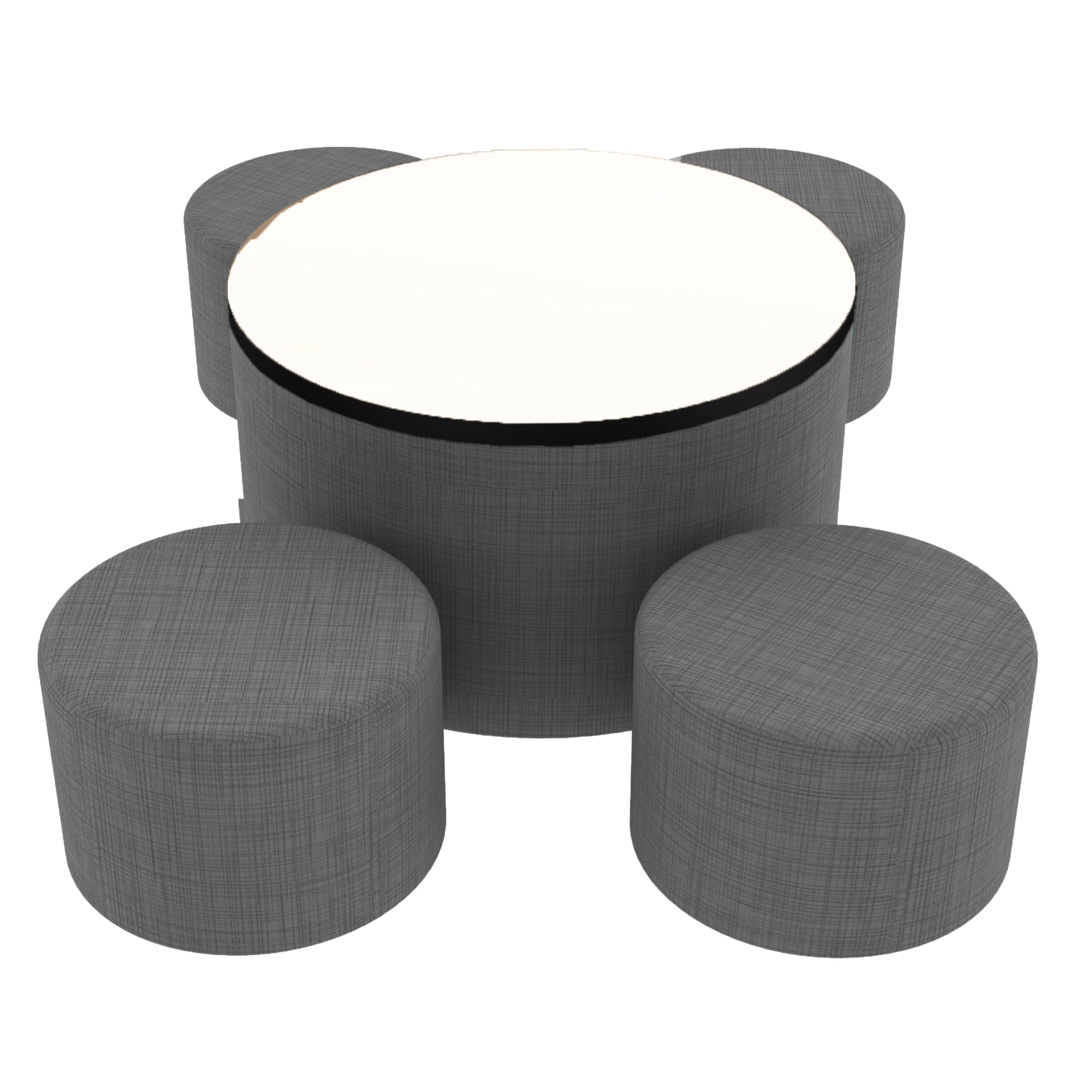 Pro Series Dry-Erase Round Ottoman Table with Round 12" H Seating, 5-Piece Set - Slate Gray Crosshatch/Whiteboard