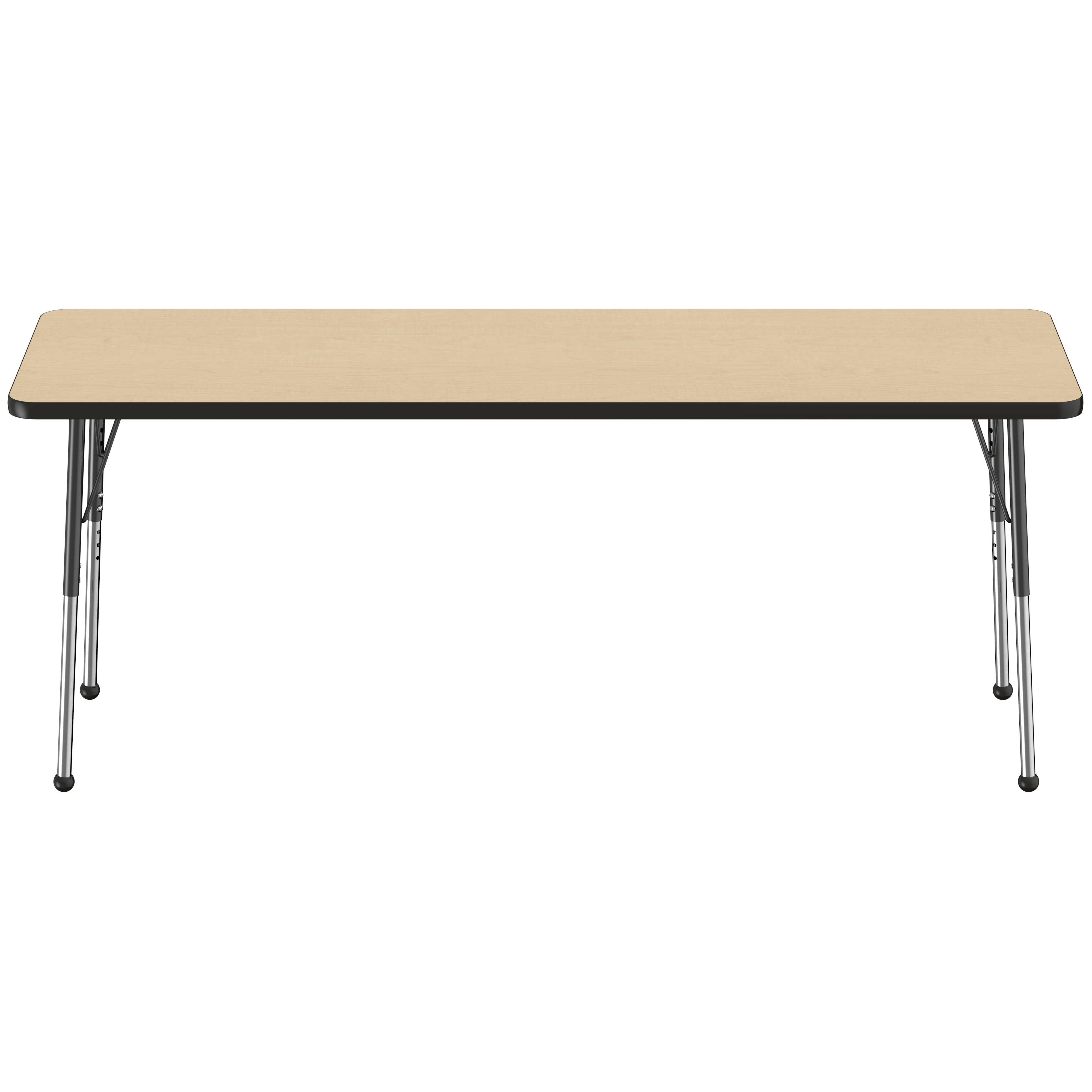 24" x 72" Rectangle T-Molding Activity Table with Adjustable Standard Ball Glide Legs - Maple/Black