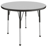 36" Round T-Molding Activity Table with Adjustable Standard Ball Glide Legs - Gray/Black