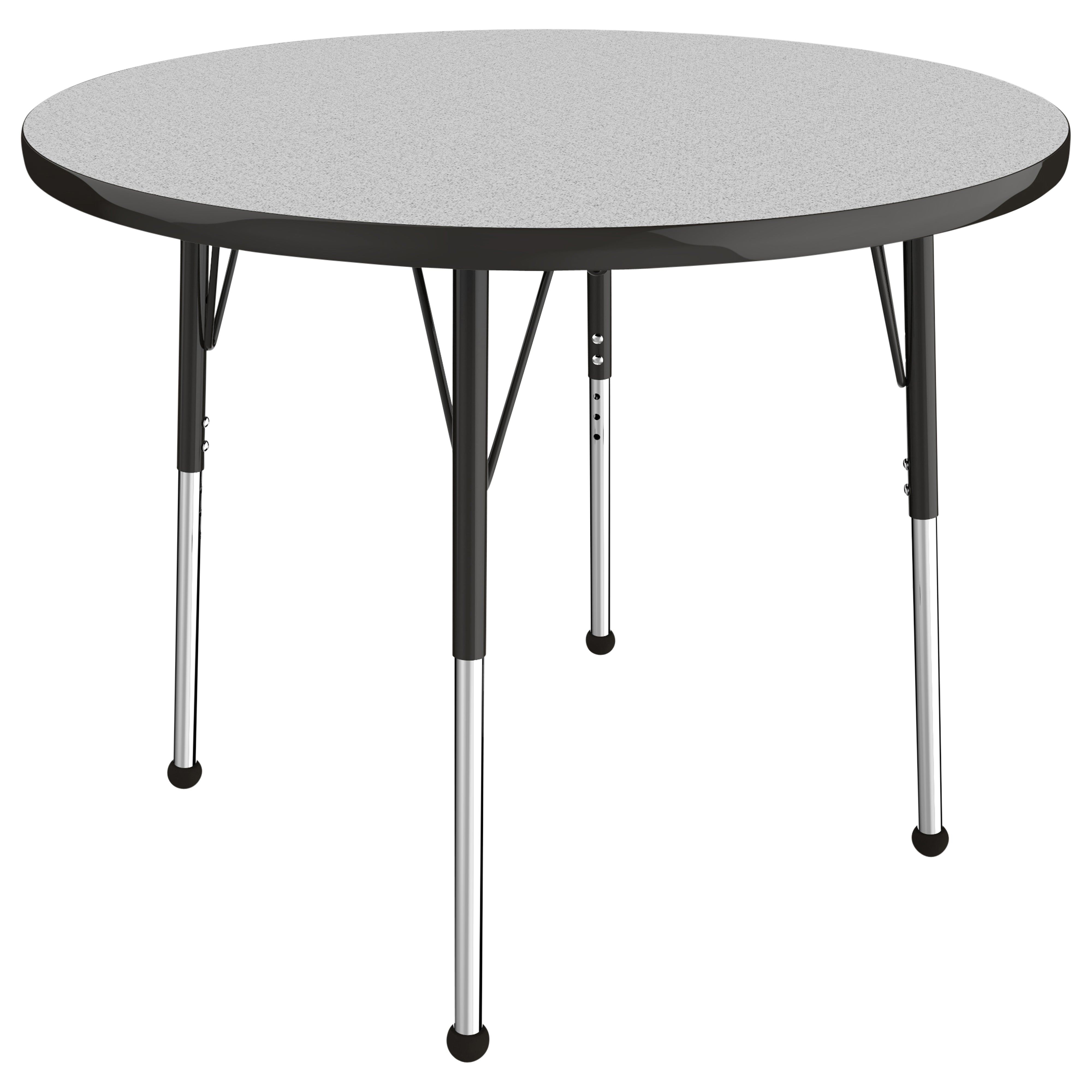 36" Round T-Molding Activity Table with Adjustable Standard Ball Glide Legs - Gray/Black