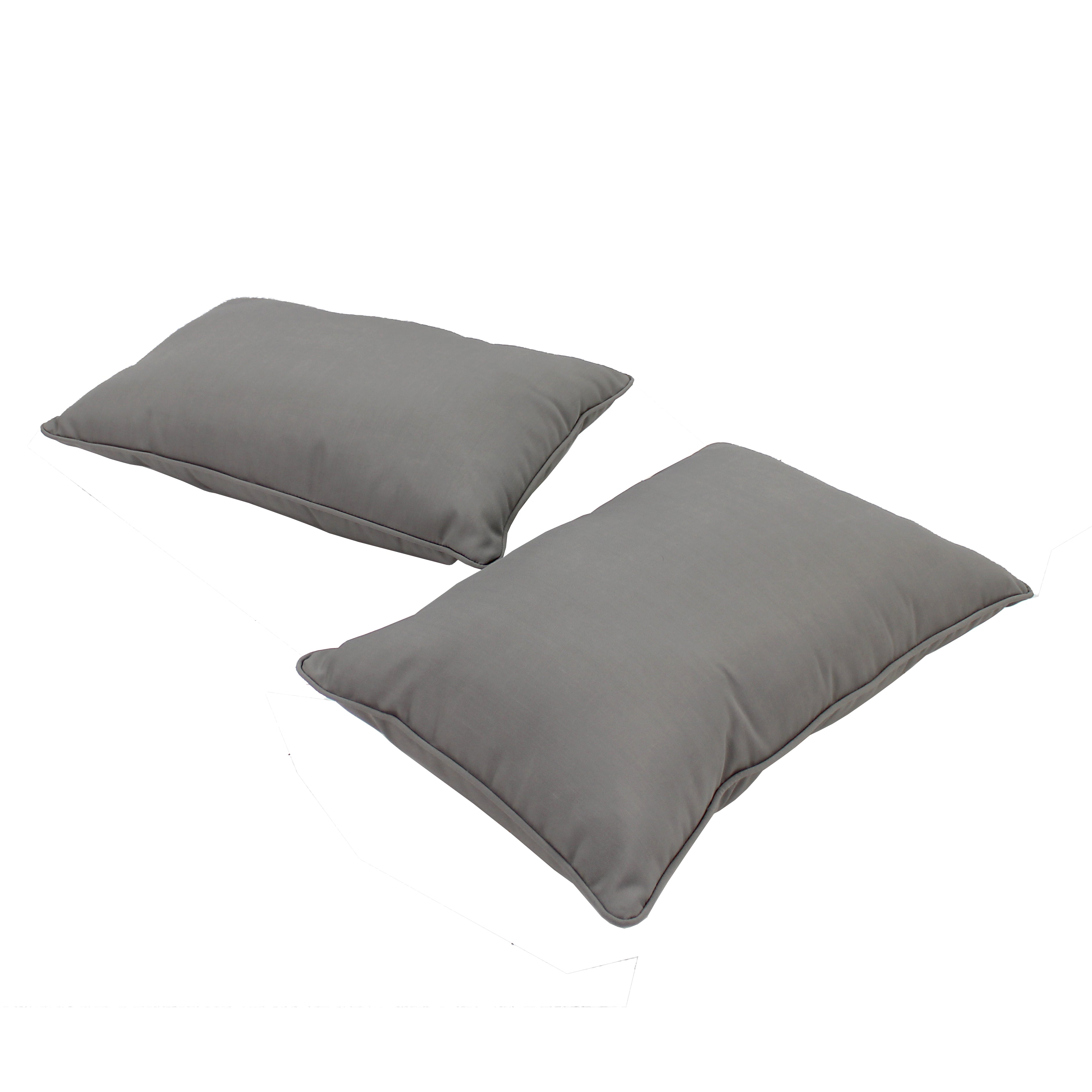 Presidio 16" x 24" Lumbar Indoor/Outdoor Pillow with Piping, 2-Piece - Gray