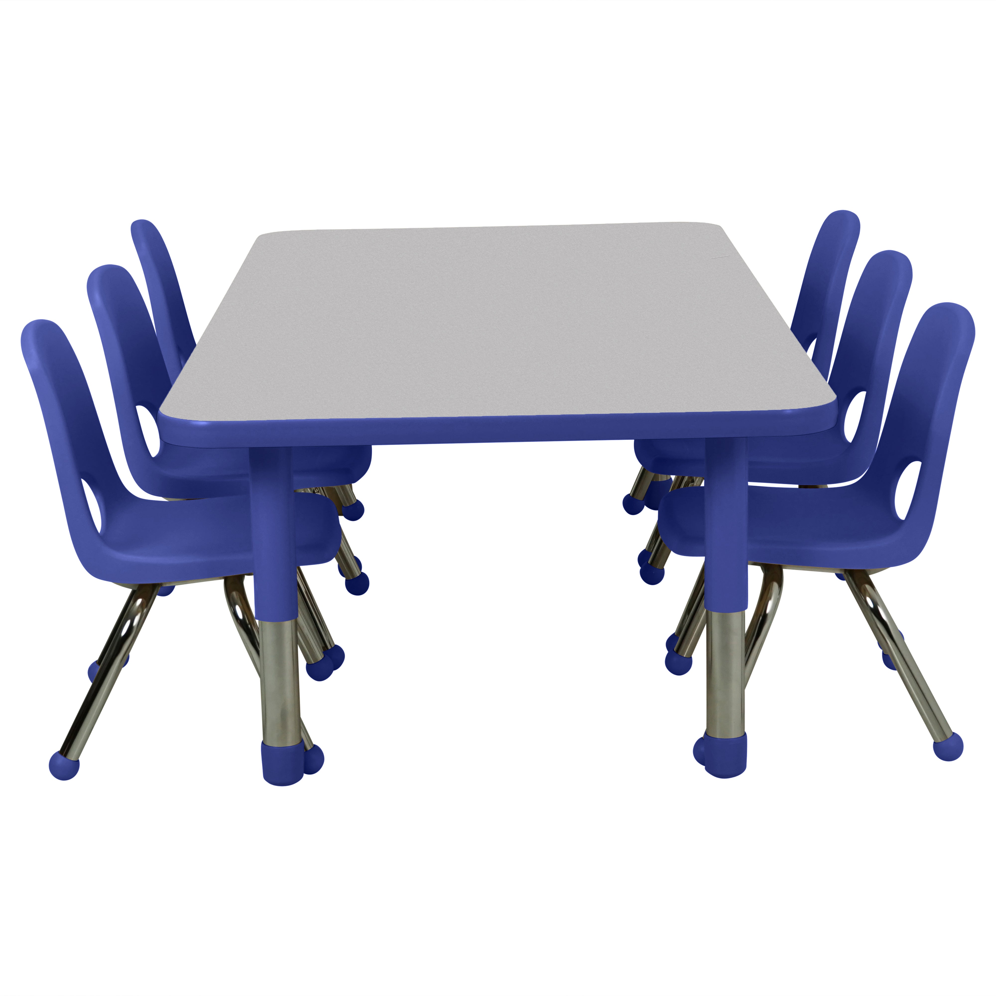 30" x 60" Rectangle T-Molding Activity Table with Adjustable Tiny Tot Legs - Gray/Blue