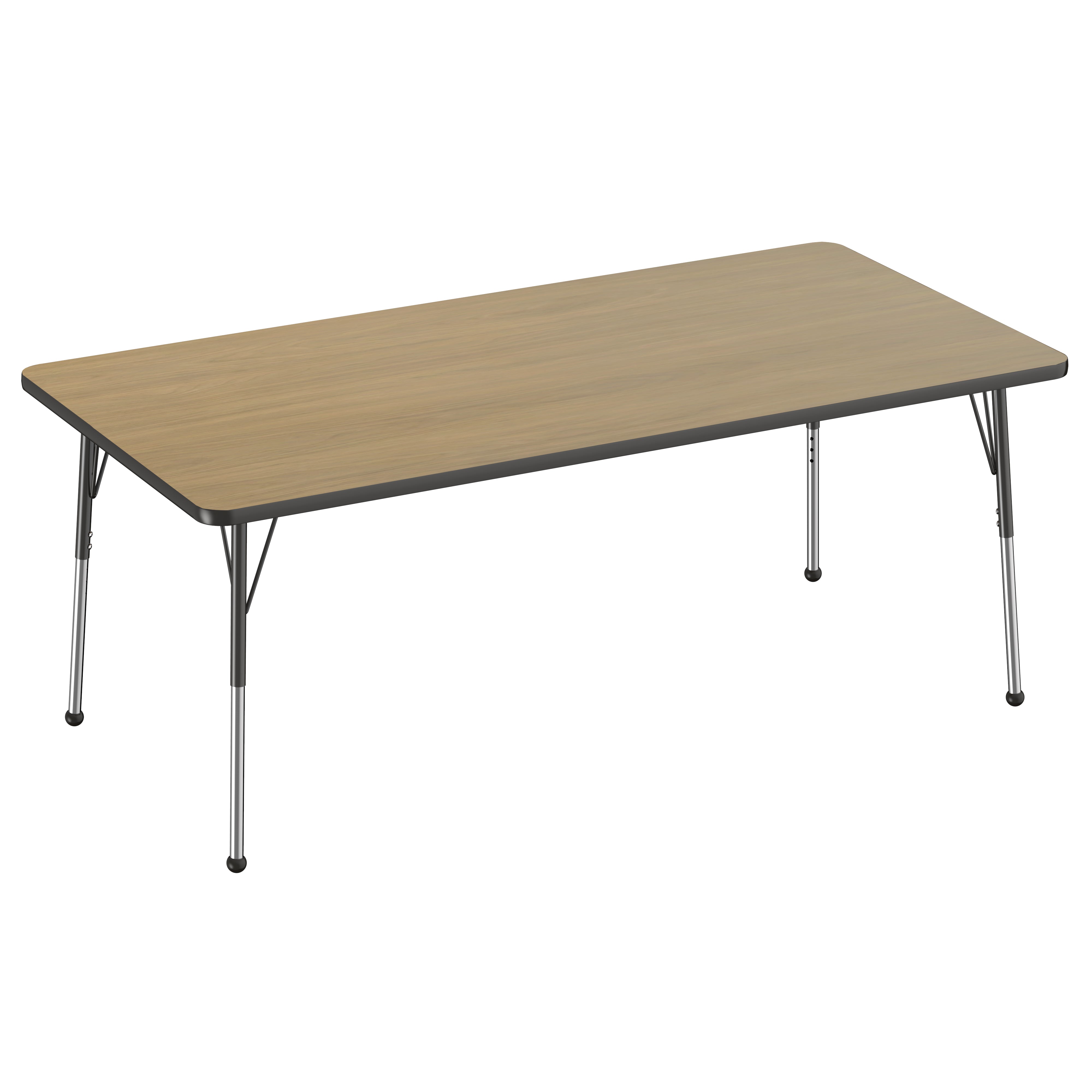 36" x 72" Rectangle T-Molding Activity Table with Adjustable Standard Ball Glide Legs - Pasadena Oak/Black