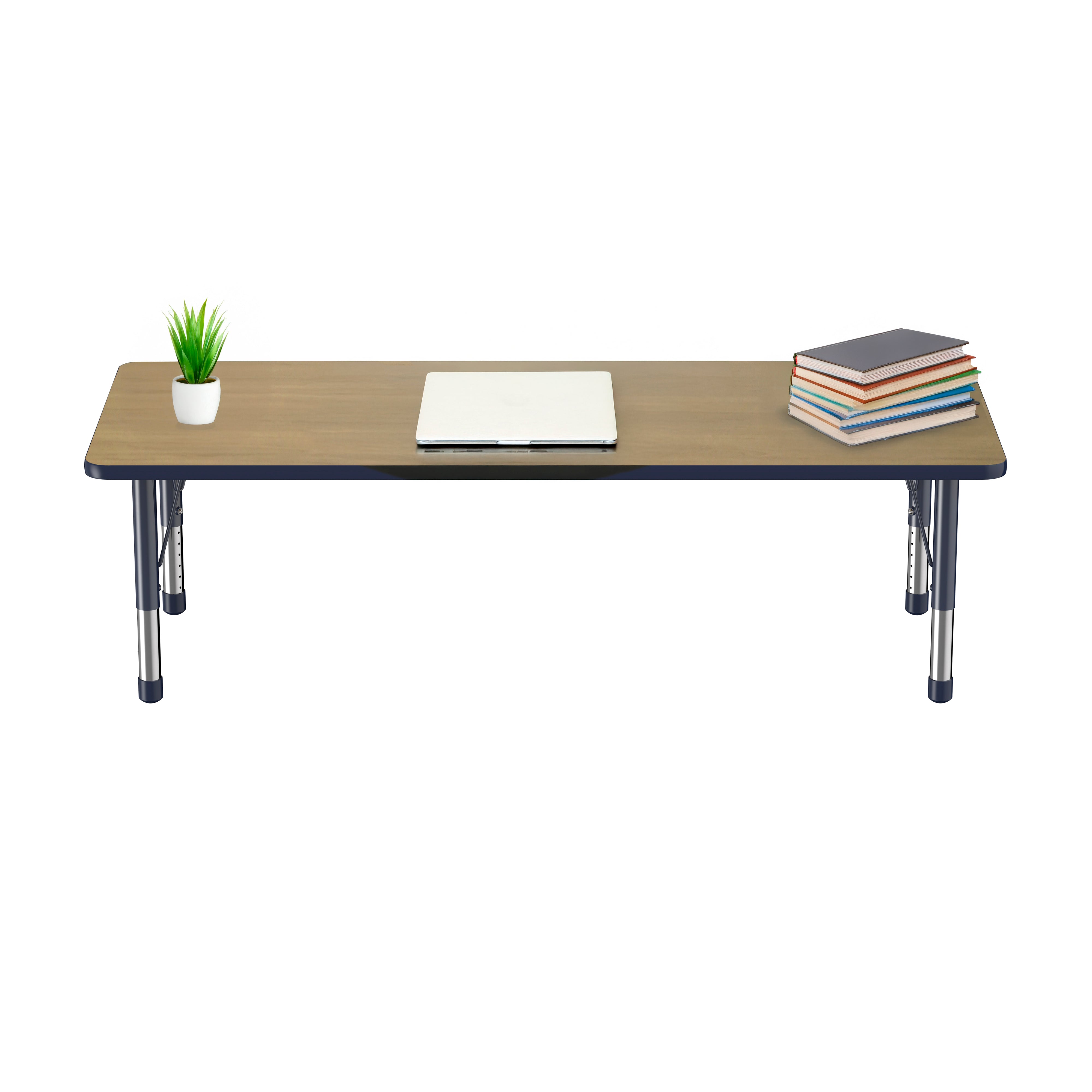 30" x 72" Rectangle T-Molding Activity Table with Adjustable Chunky Legs - Pasadena Oak/Navy