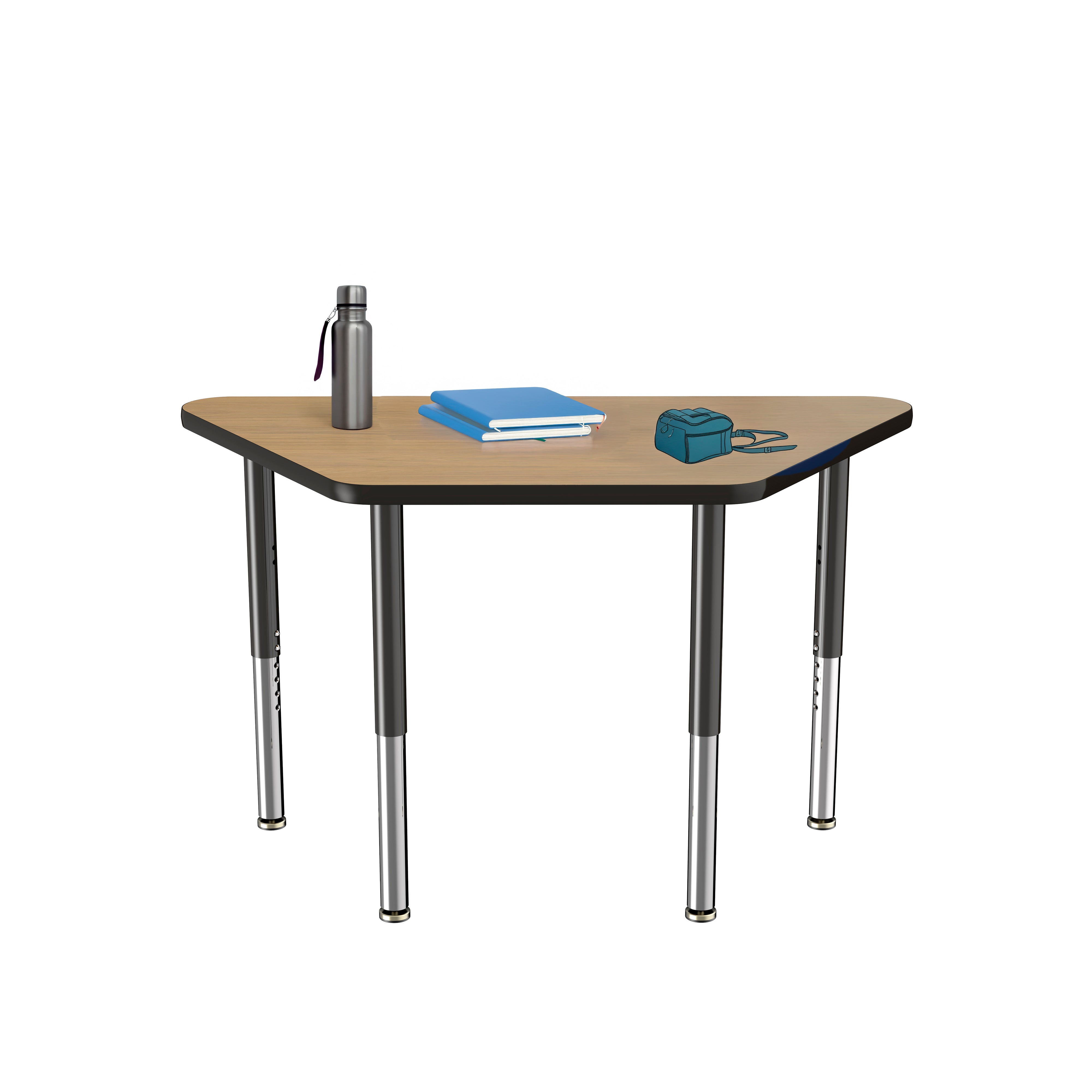 24" x 48" Trapezoid T-Molding Activity Table with Adjustable Super Legs - Pasadena Oak/Black