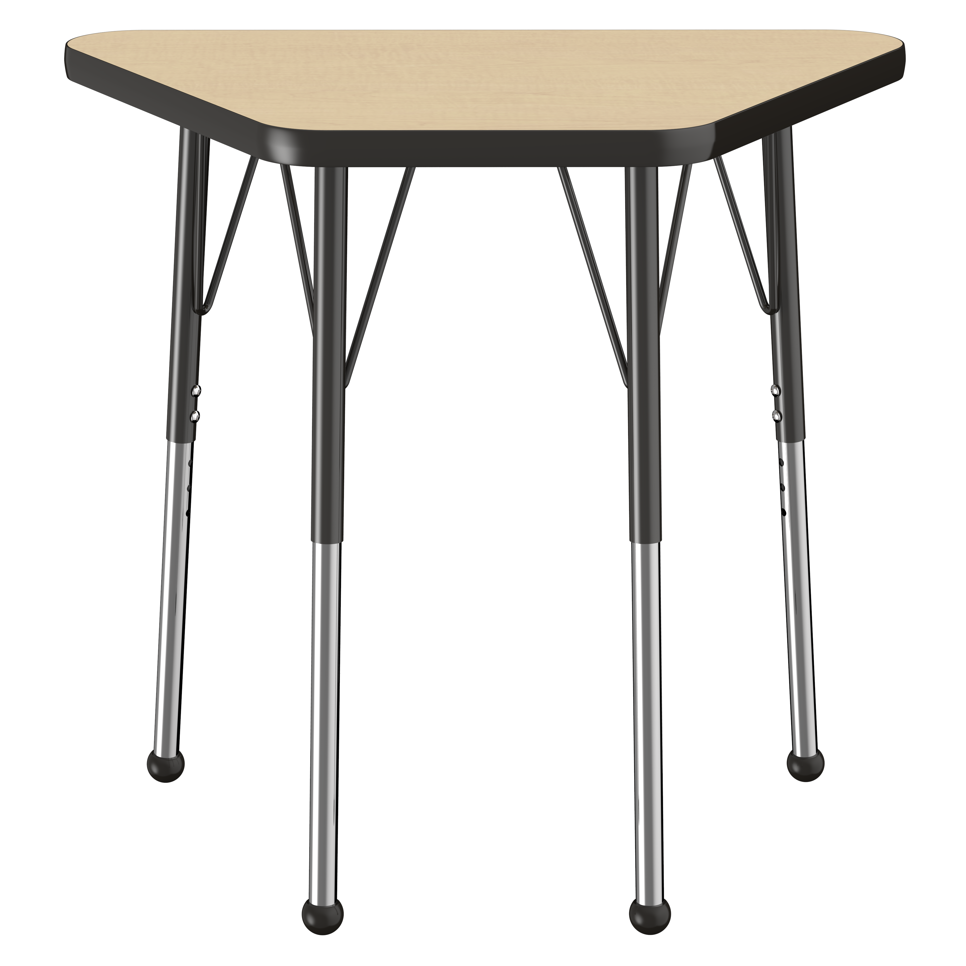 18" x 30" Trapezoid T-Molding Activity Table with Adjustable Standard Ball Glide Legs - Maple/Black