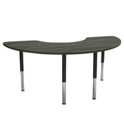 36" x 72" Half Moon La Madera Activity Table with Adjustable Super Legs - Gray Wood/Black