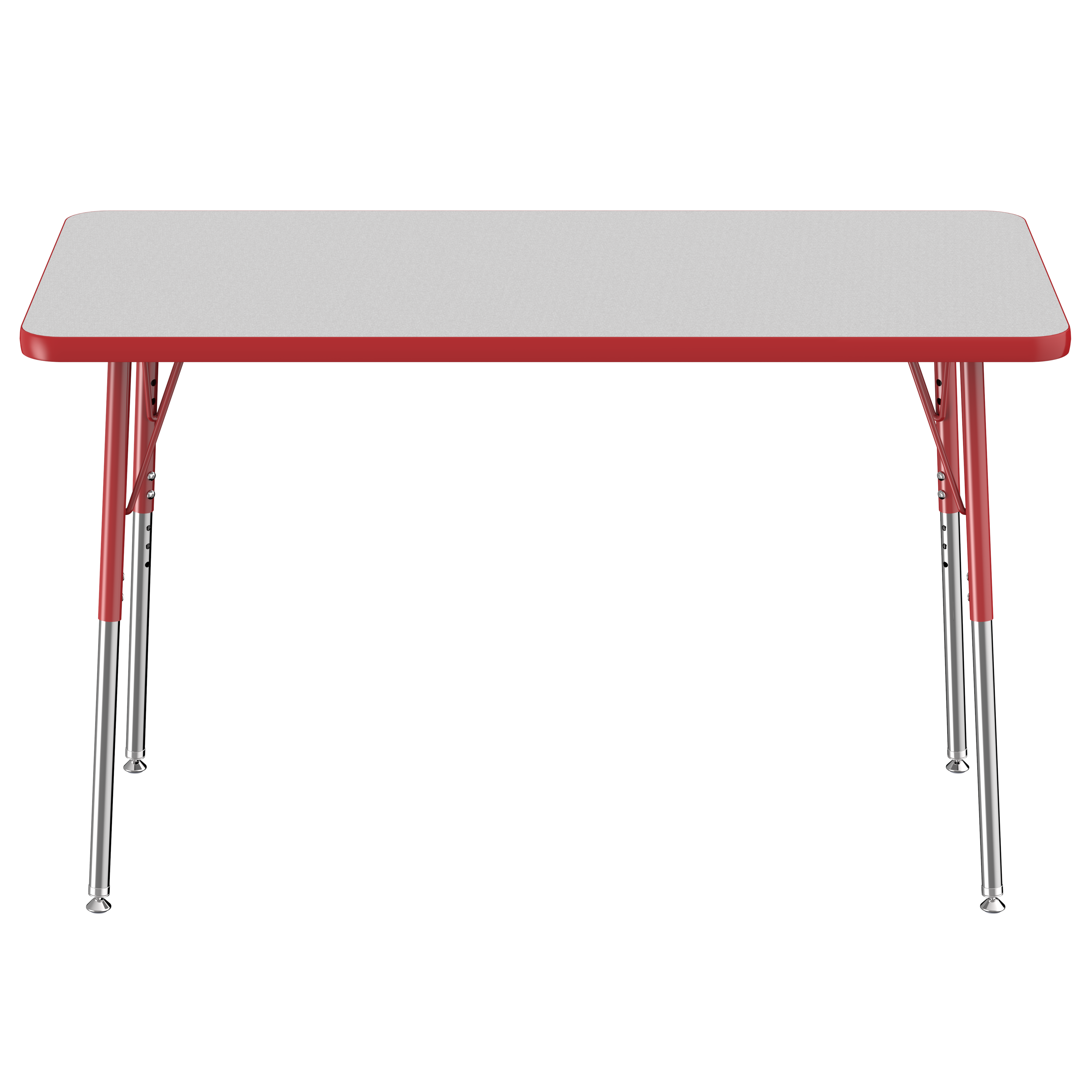 24" x 48" Rectangle T-Molding Activity Table with Adjustable Standard Swivel Glide Legs - Gray/Red