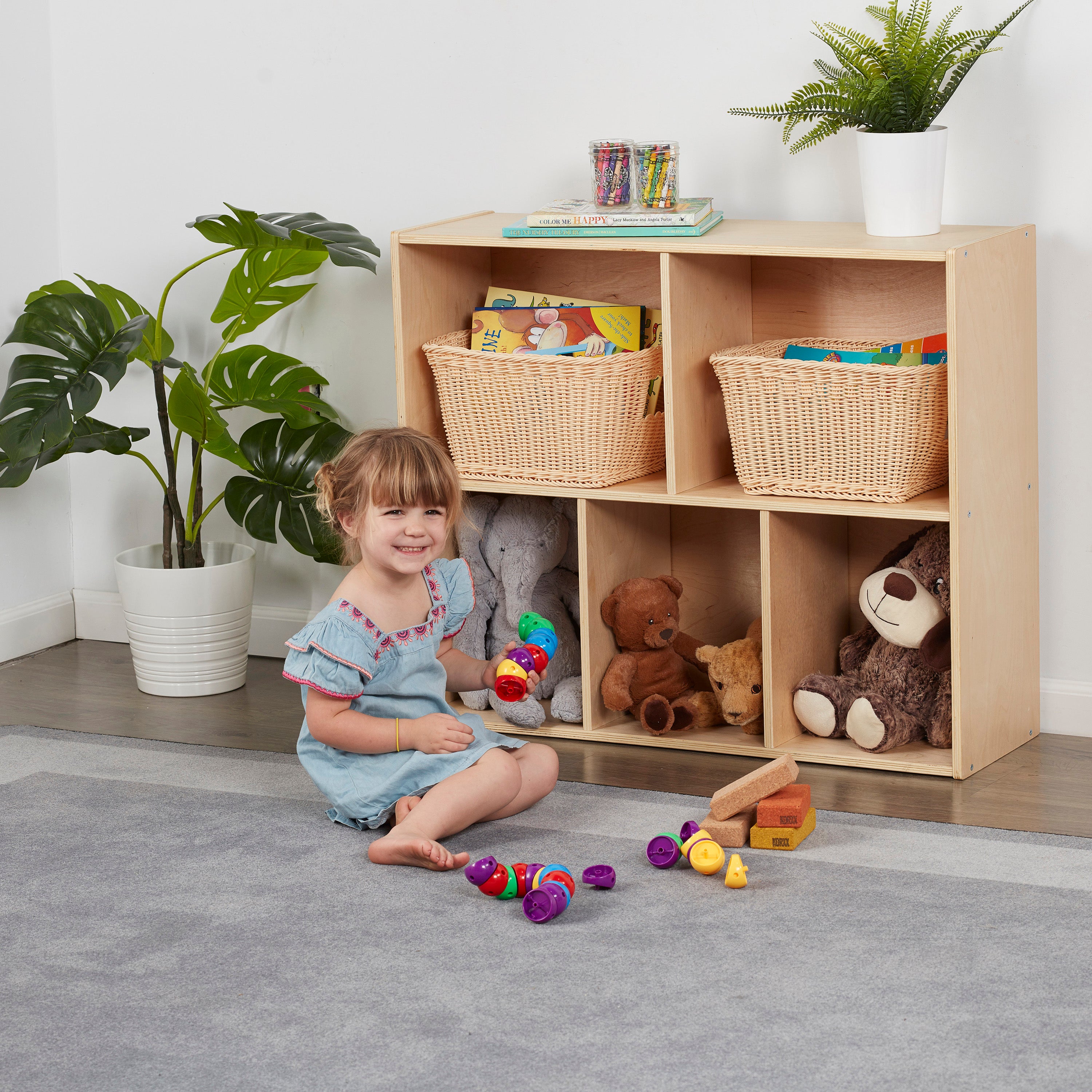 Streamline 5-Compartment Storage Cabinet 30in H - Natural