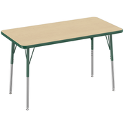 24" x 48" Rectangle T-Molding Activity Table with Adjustable Standard Swivel Glide Legs - Maple/Green