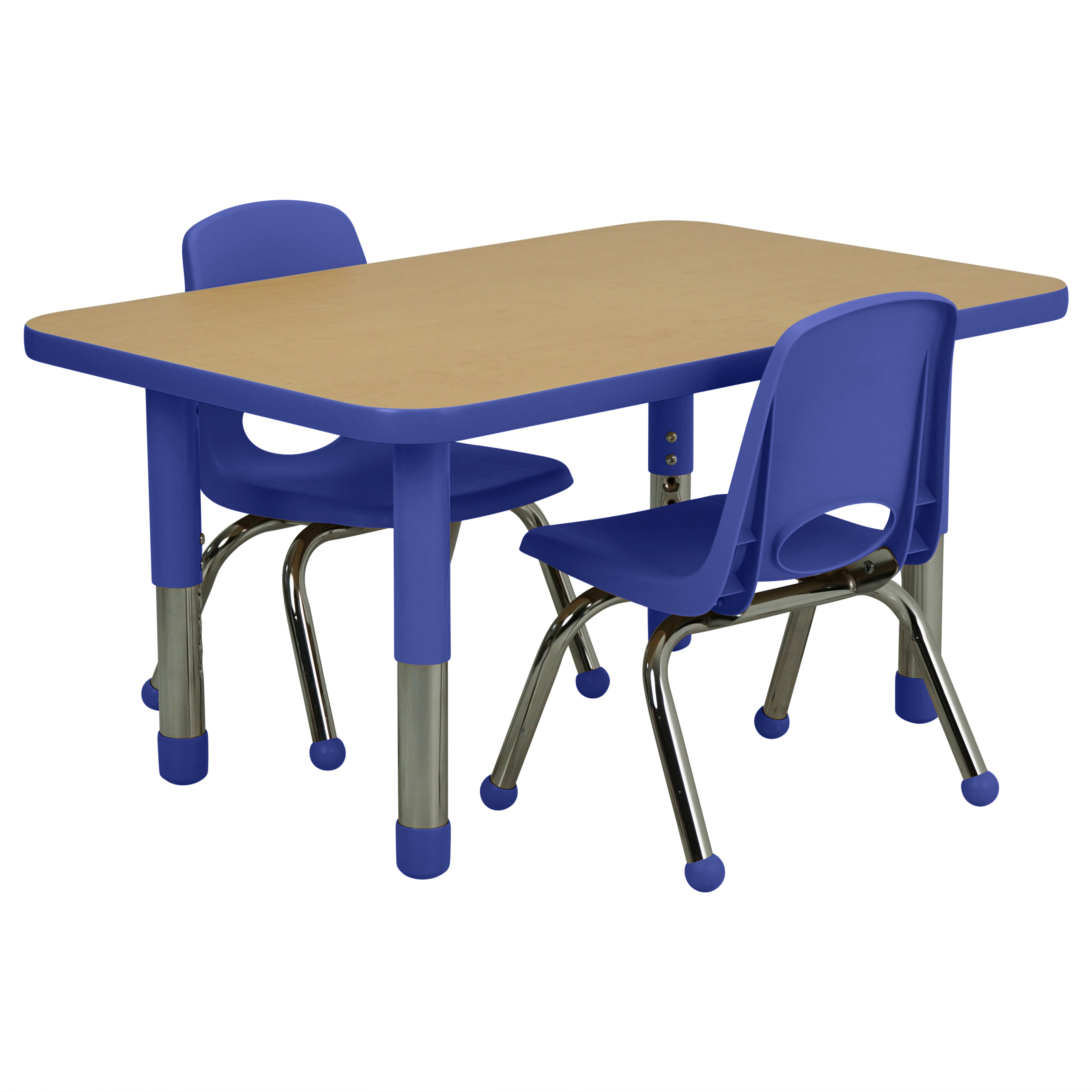 24" x 36" Rectangle T-Molding Activity Table with Adjustable Tiny Tot Legs - Maple/Blue