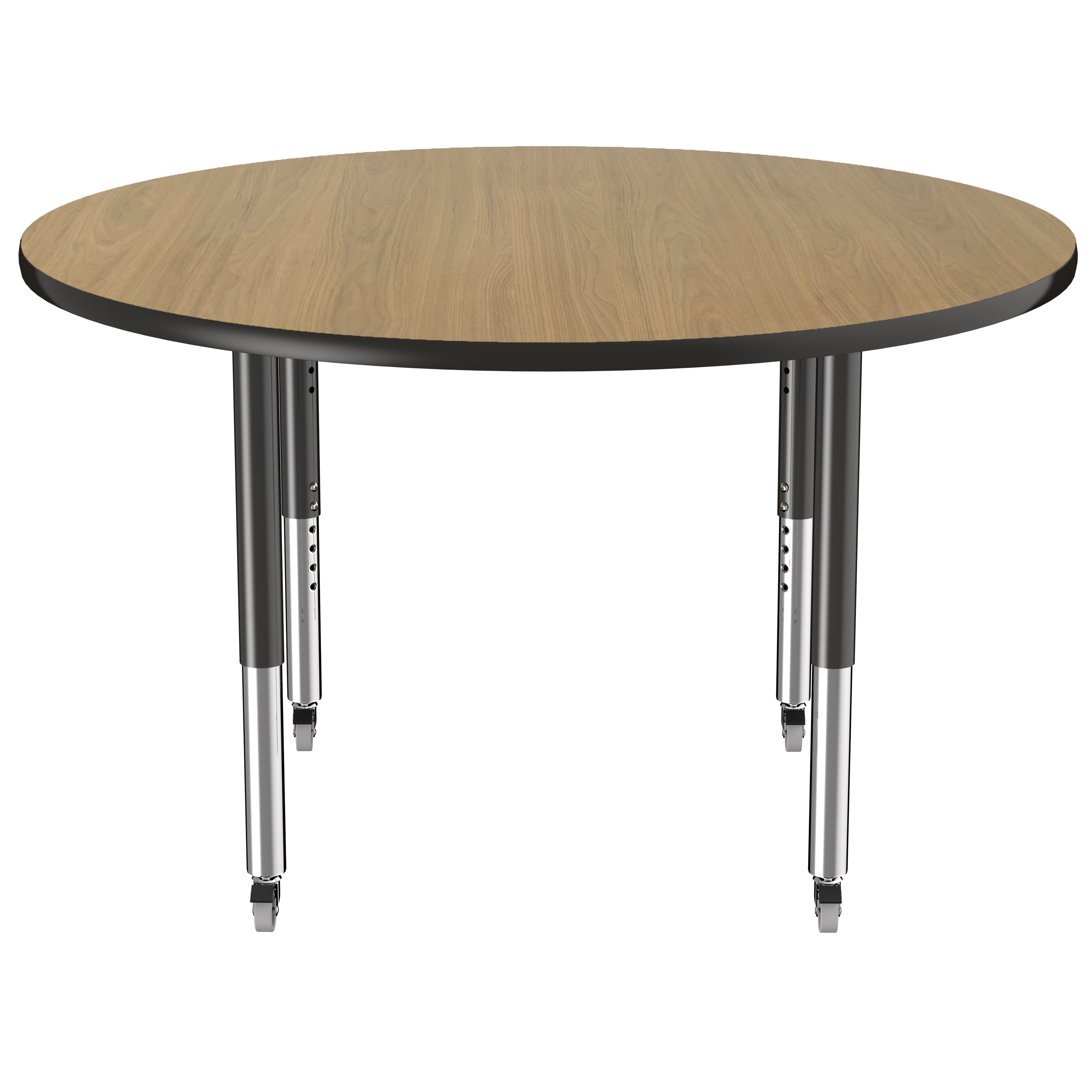 48" Round Thermofused Activity Table with Adjustable Super Legs - Pasadena Oak/Black