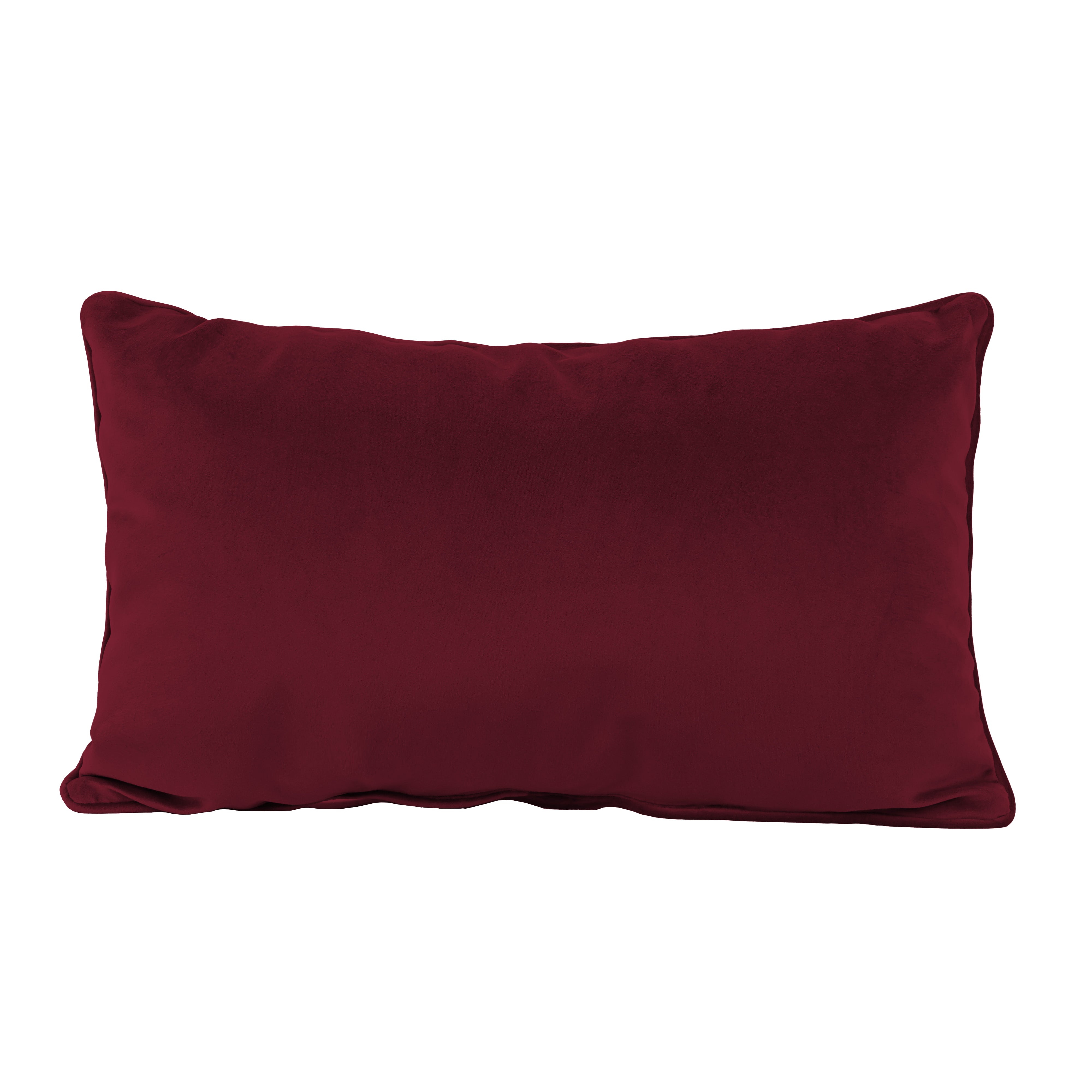12" x 20" Rectangle Lumbar Microfiber and Faux Leather Pillow with Piping, 2-Piece - Bordeaux