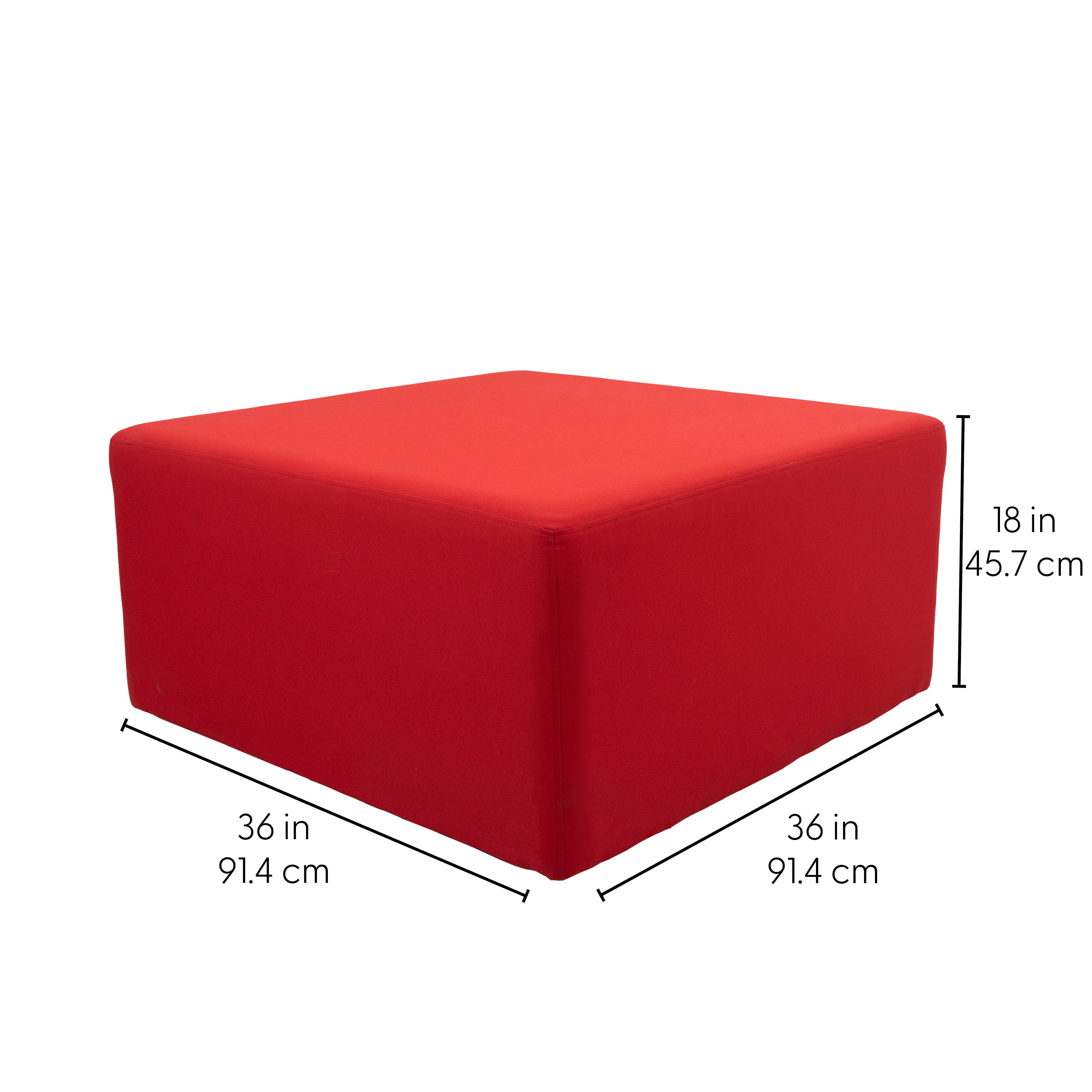 Outdoor 36" Square Ottoman with Sunbrella®, 18" H - Canvas Jockey Red
