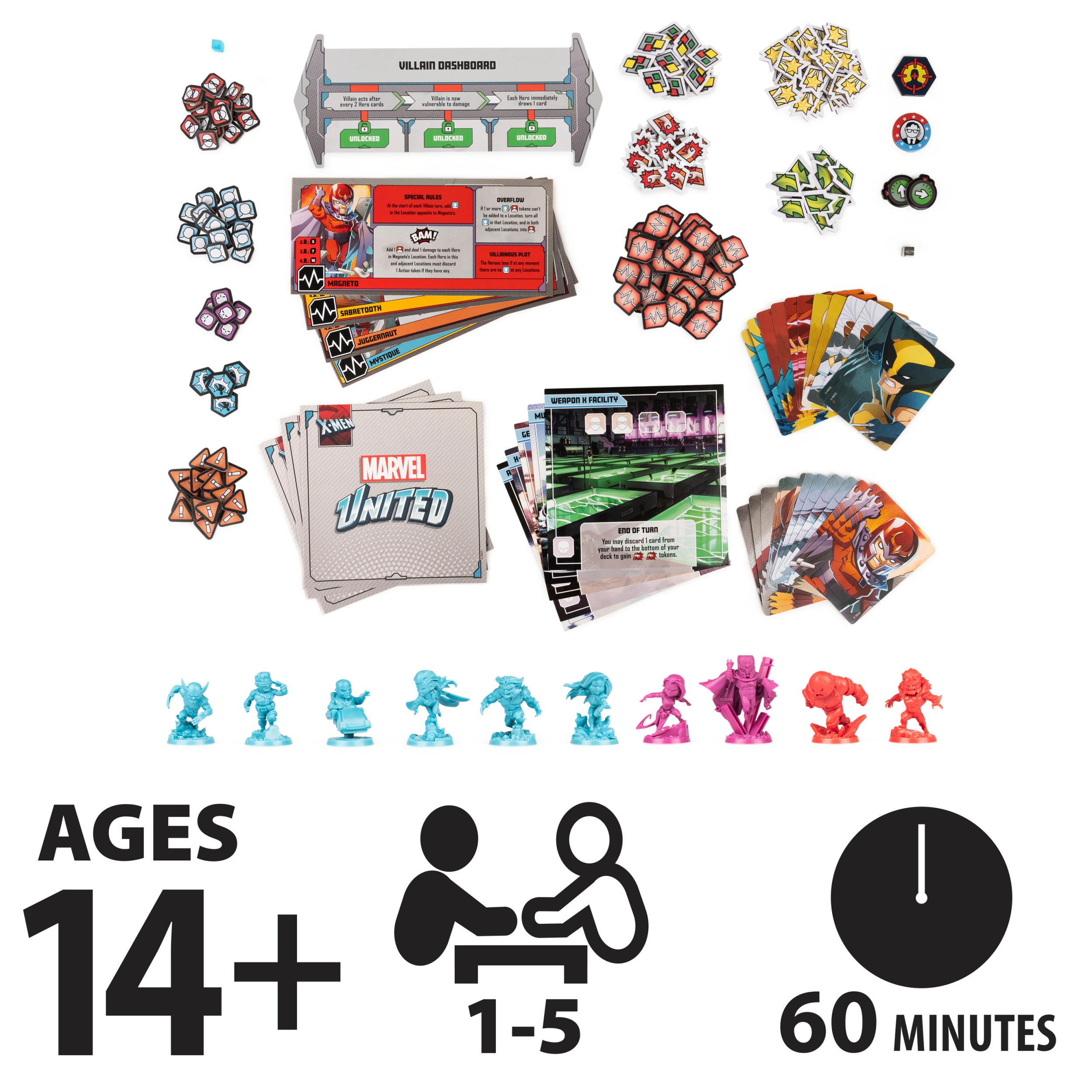 Spin Master Games, Marvel United: X-Men, Strategy Board Game, Includes Collectible Figurines, for Fans of Marvel Rivals & Action Movie Toys, 1-5 Players, for Adults & Teens Ages 14 & Up