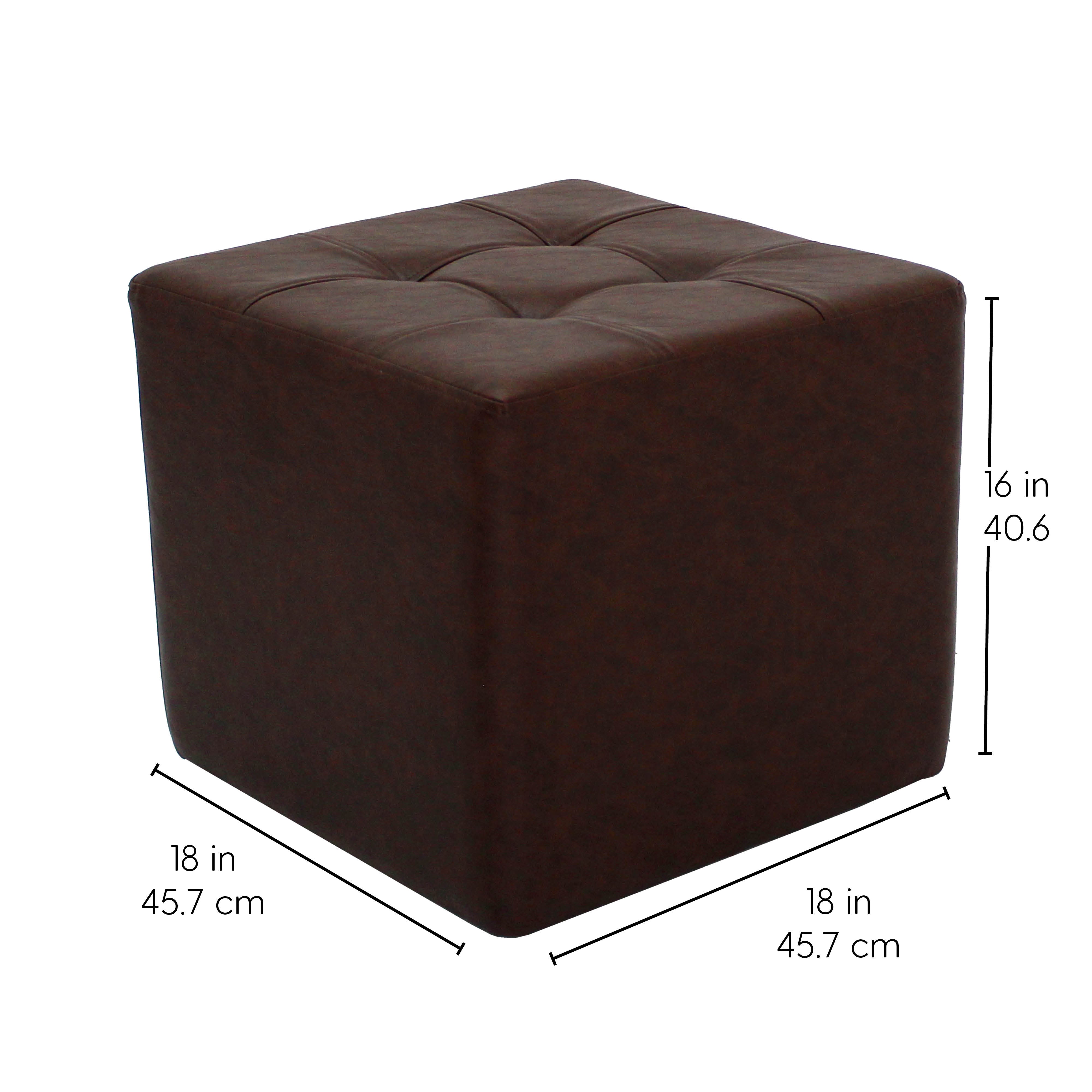 Rustic Tufted Square Ottoman 16" Height - Walnut