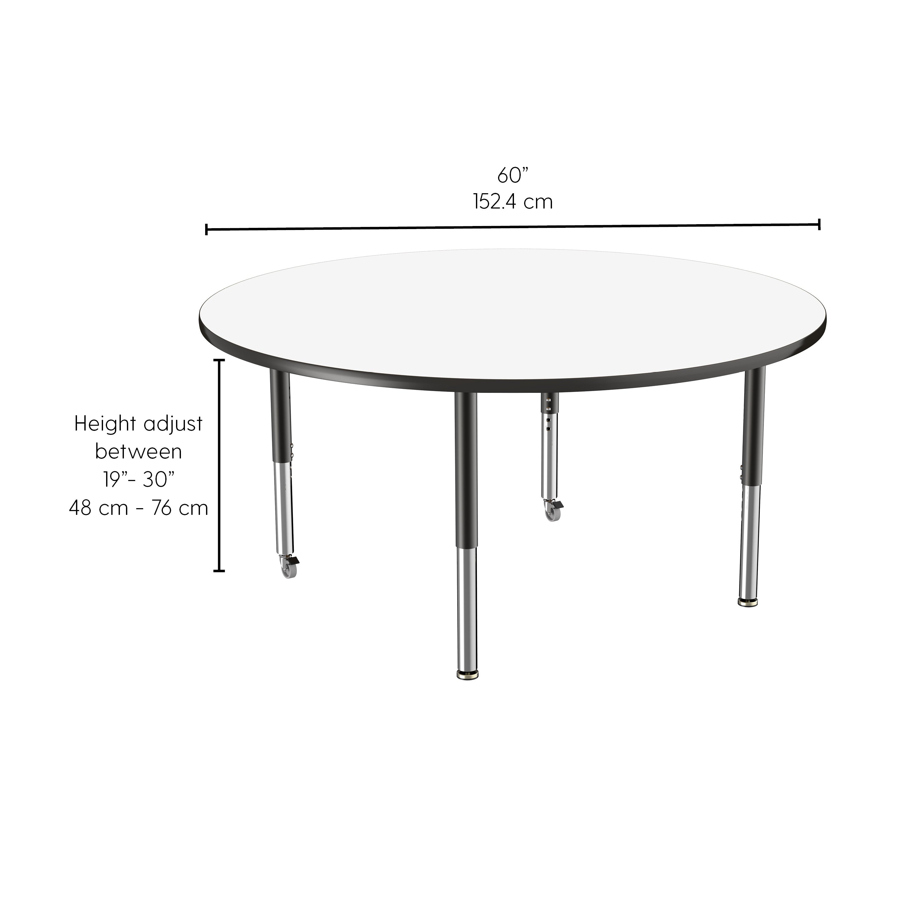 60" Round Dry-Erase Activity Table with Adjustable Super Legs - Whiteboard/Black