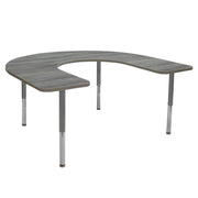 60" x 66" Horseshoe La Madera Activity Table with Adjustable Super Legs - Light Gray Wood/Silver