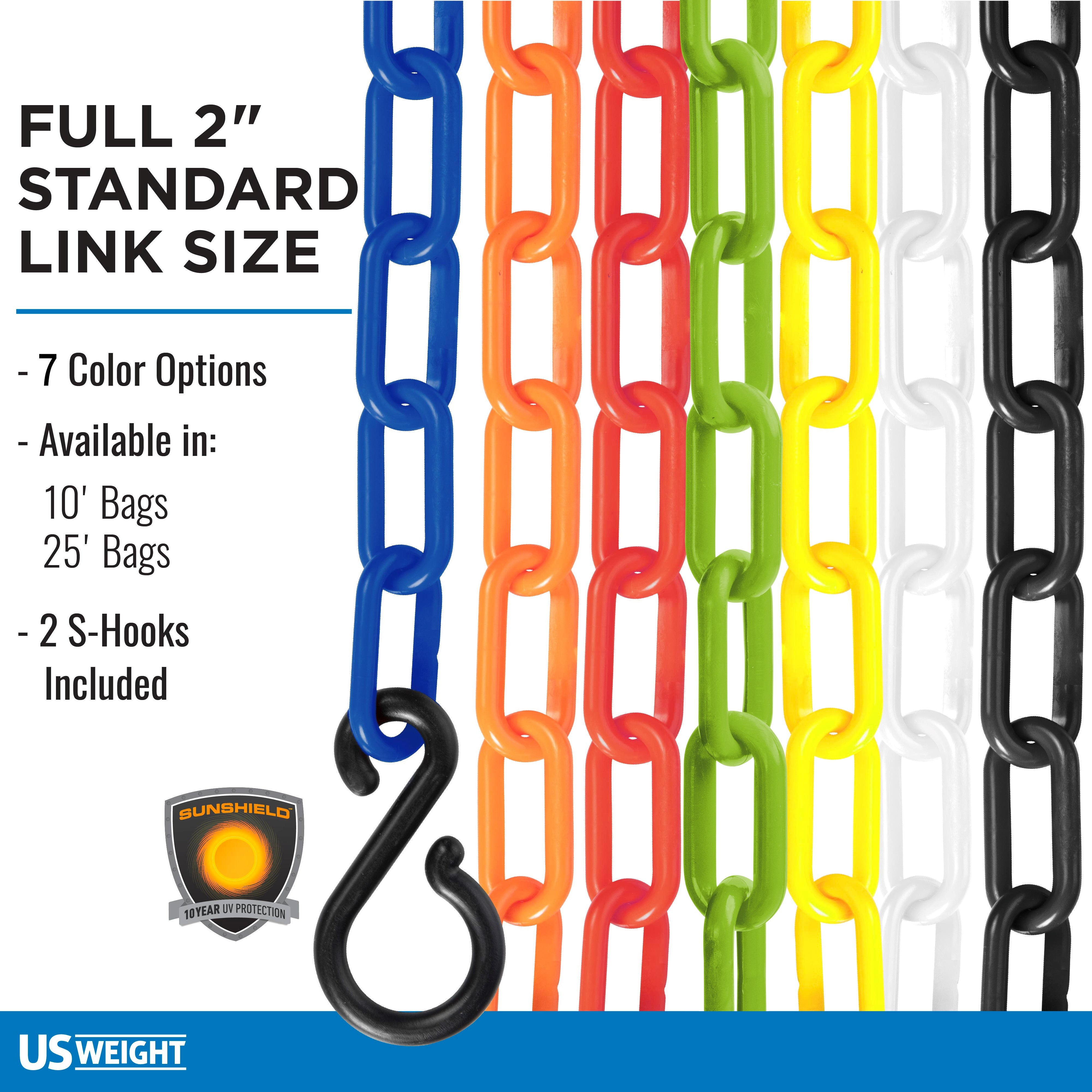 2" Plastic Chain ‐ Red ‐ 25ft bag with S‐hooks