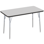 24" x 48" Rectangle T-Molding Activity Table with Adjustable Standard Swivel Glide Legs - Gray/Black/Silver