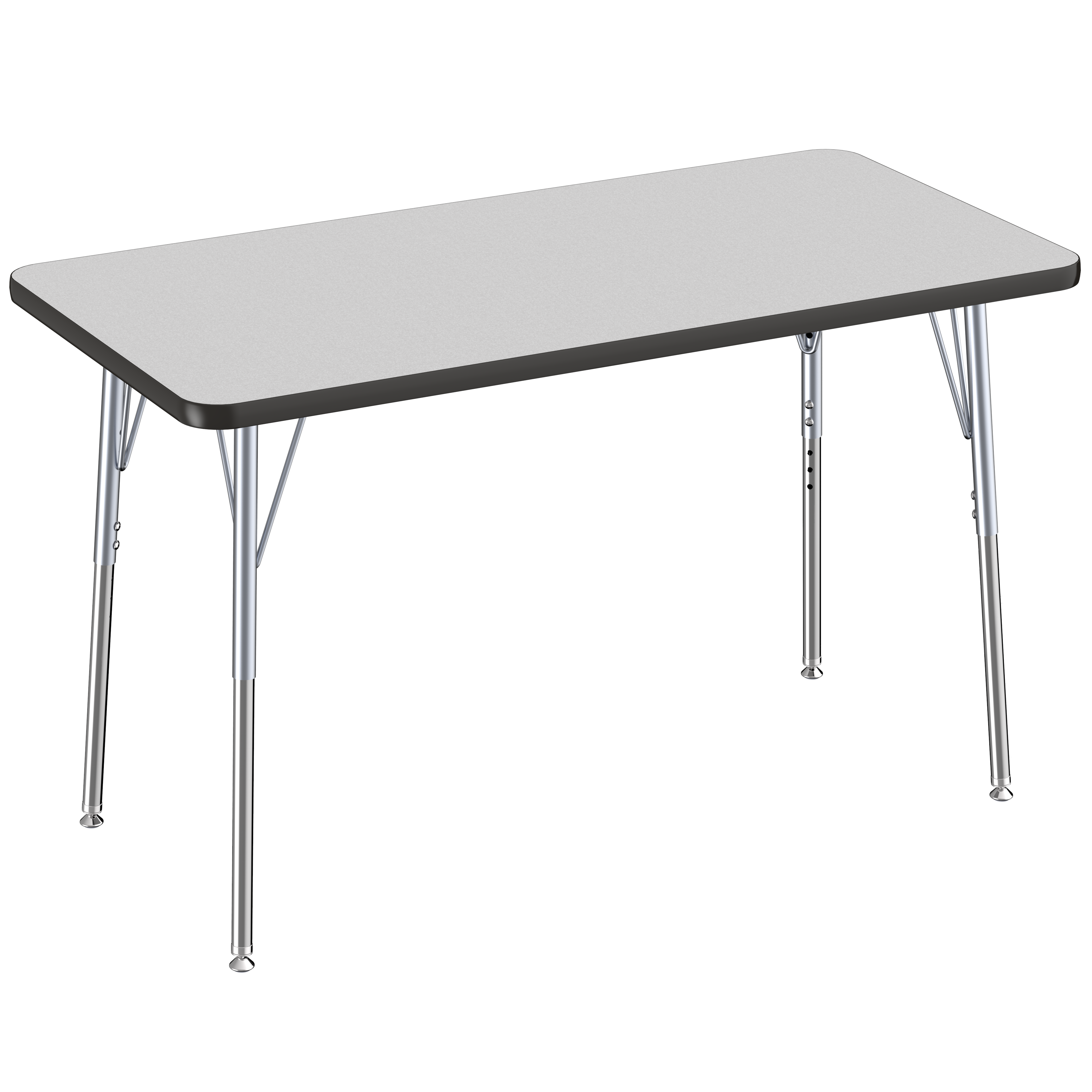 24" x 48" Rectangle T-Molding Activity Table with Adjustable Standard Swivel Glide Legs - Gray/Black/Silver