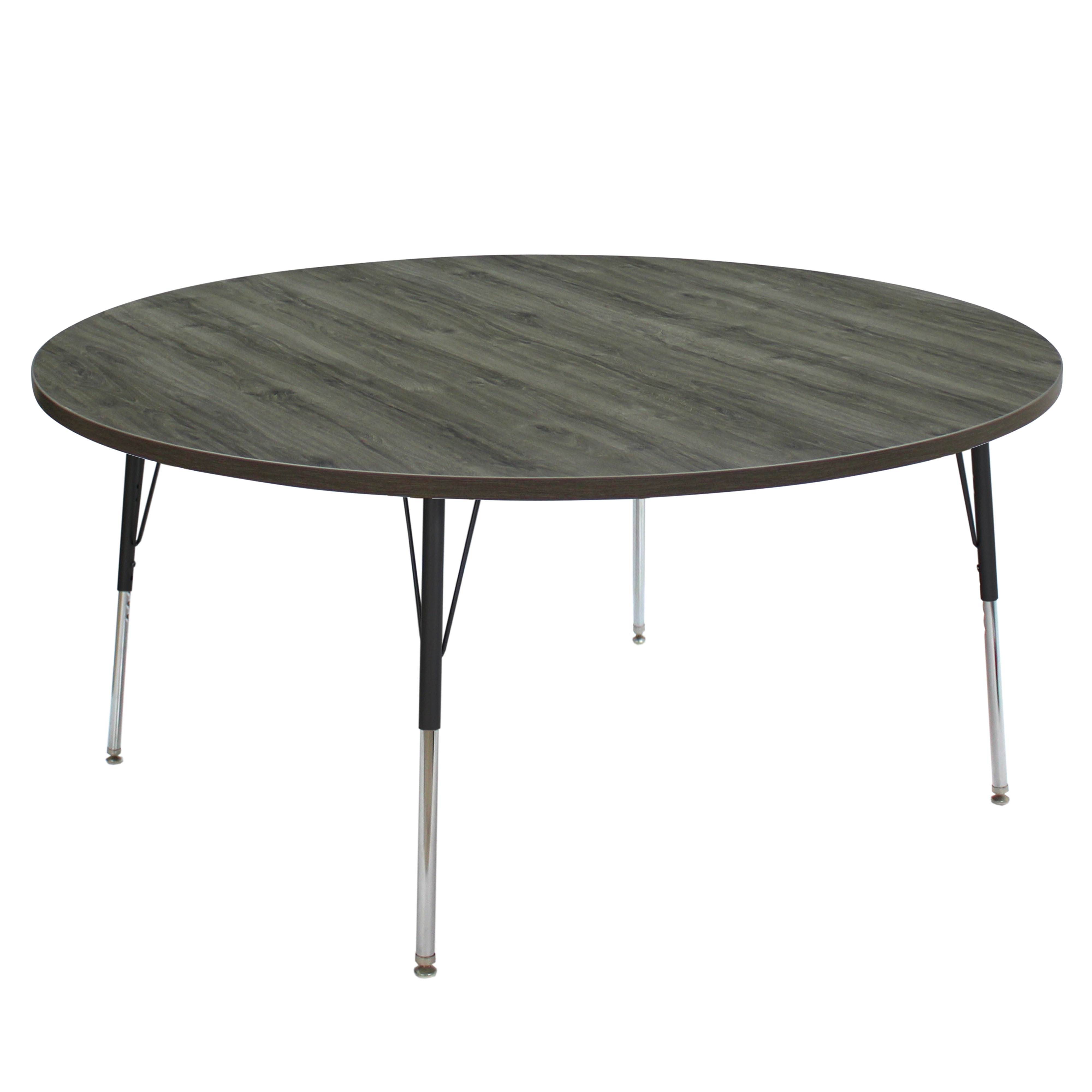 60" Round La Madera Activity Table with Standard Legs - Gray Wood/Black