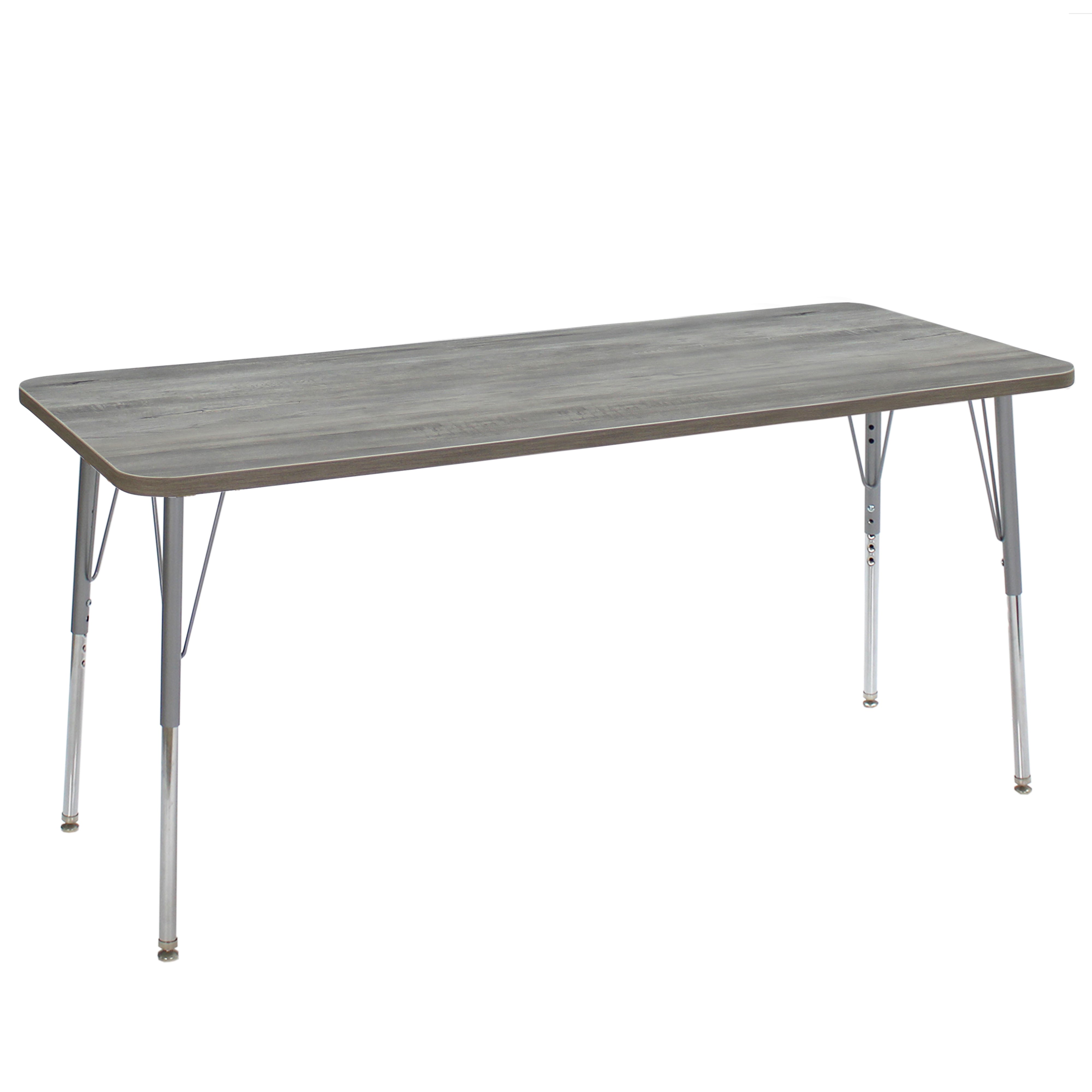 24" x 72" Rectangle La Madera Activity Table with Standard Legs - Light Gray Wood/Silver