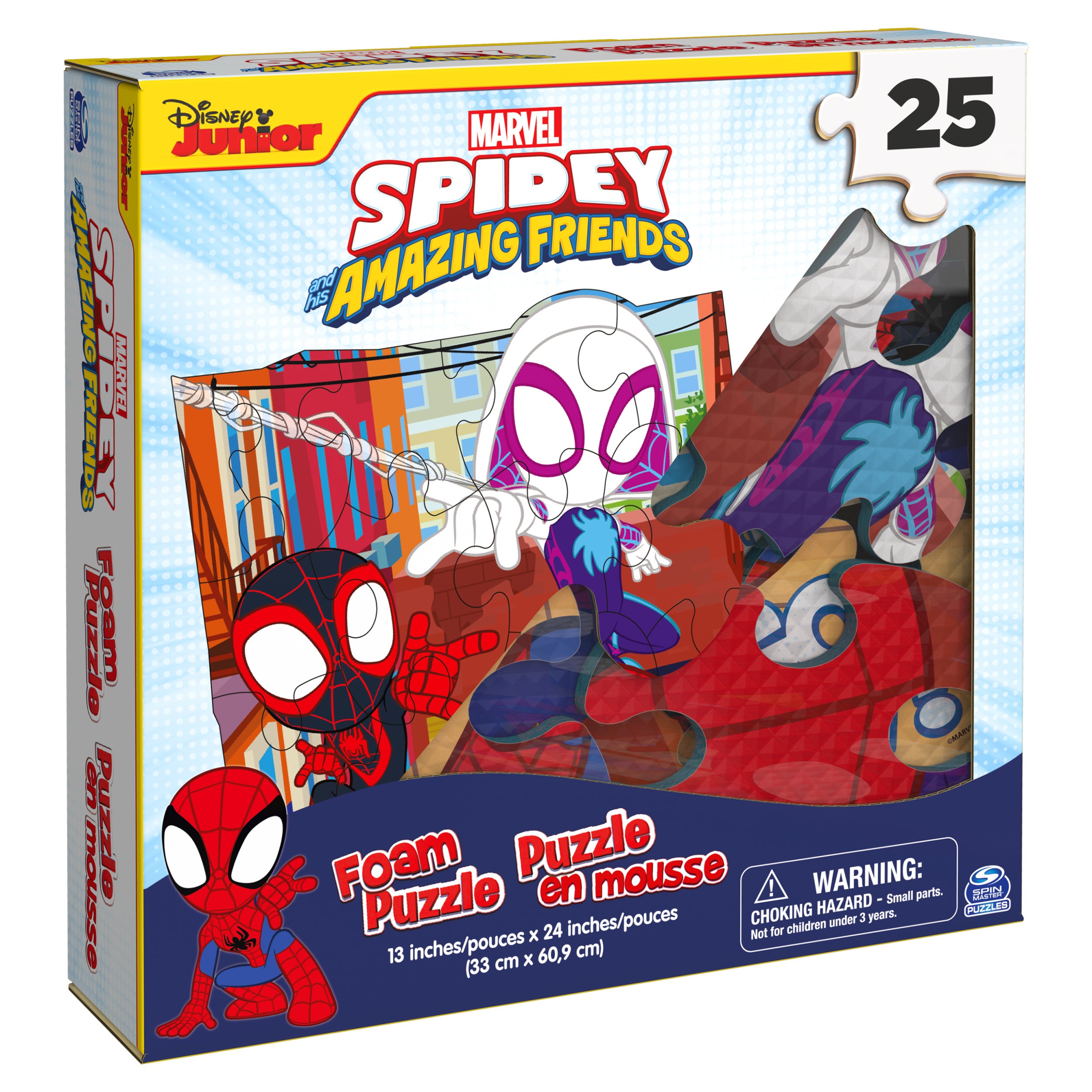 Spin Master Games, Marvel Spidey and His Amazing Friends Puzzles, Squishy Foam Puzzle, 25 Pieces, Spiderman Toys, for Ages 4 & Up