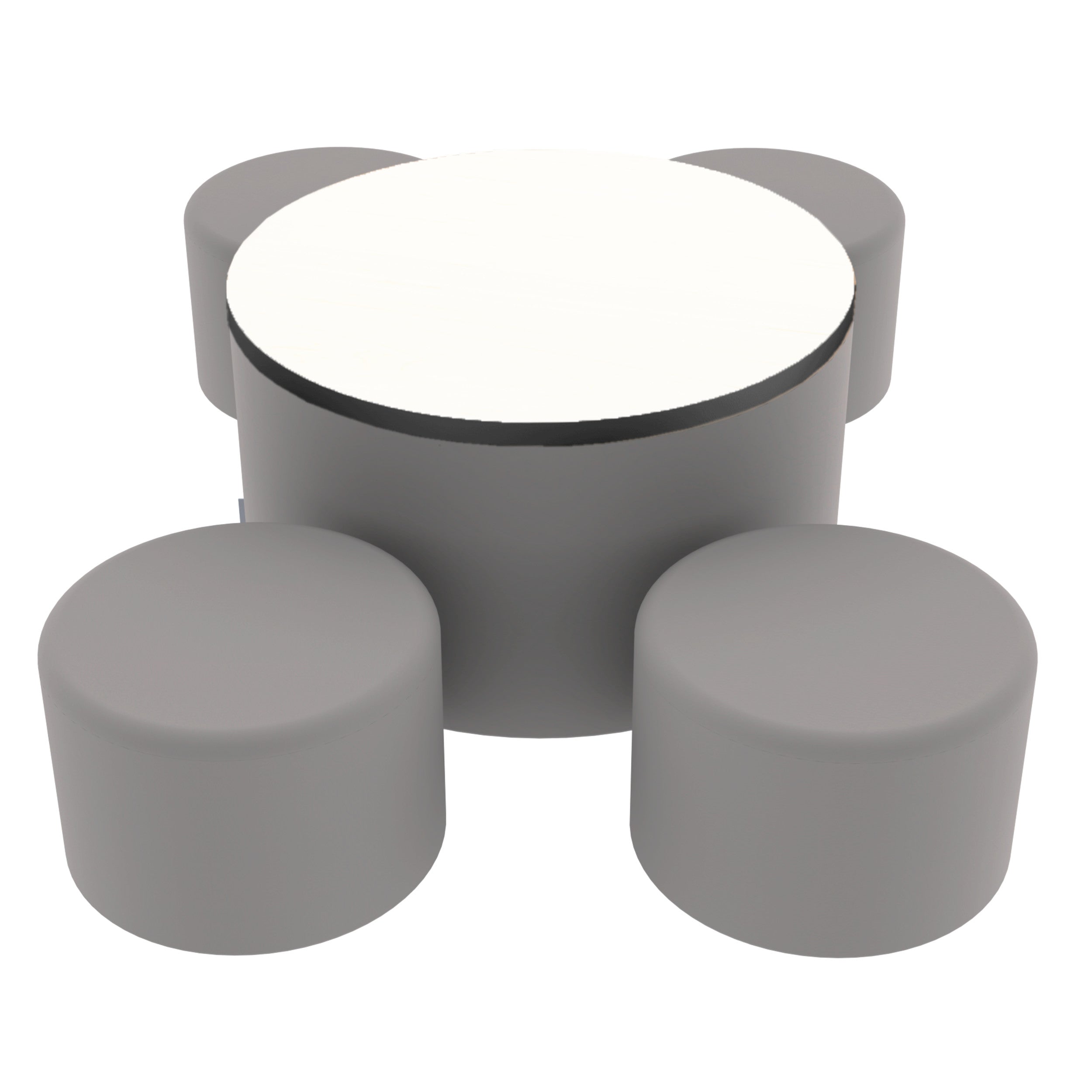 Pro Series Dry-Erase Round Ottoman Table with Round 12" H Seating, 5-Piece Set - Gray/Whiteboard